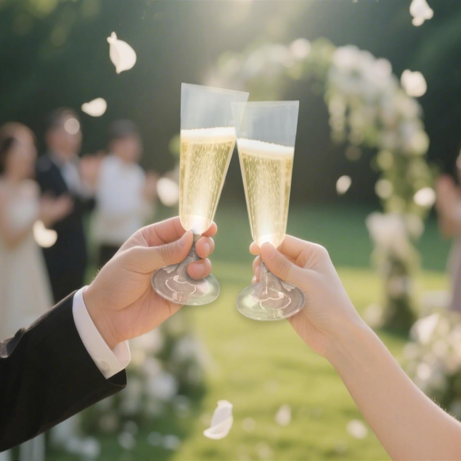 Wholesale 25 Pack Disposable Plastic Champagne Flutes Clear Stemless Glasses for Shots Cocktails Martinis Wine Parties Supplier