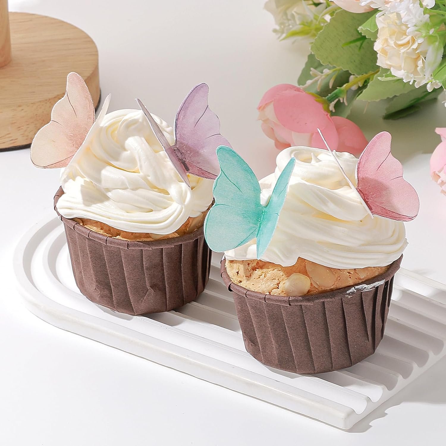 Wholesale 48Pcs Edible Wafer Paper Butterflies Cake Cupcake Toppers for Wedding Birthday Party Decorations Mix Color Supplier