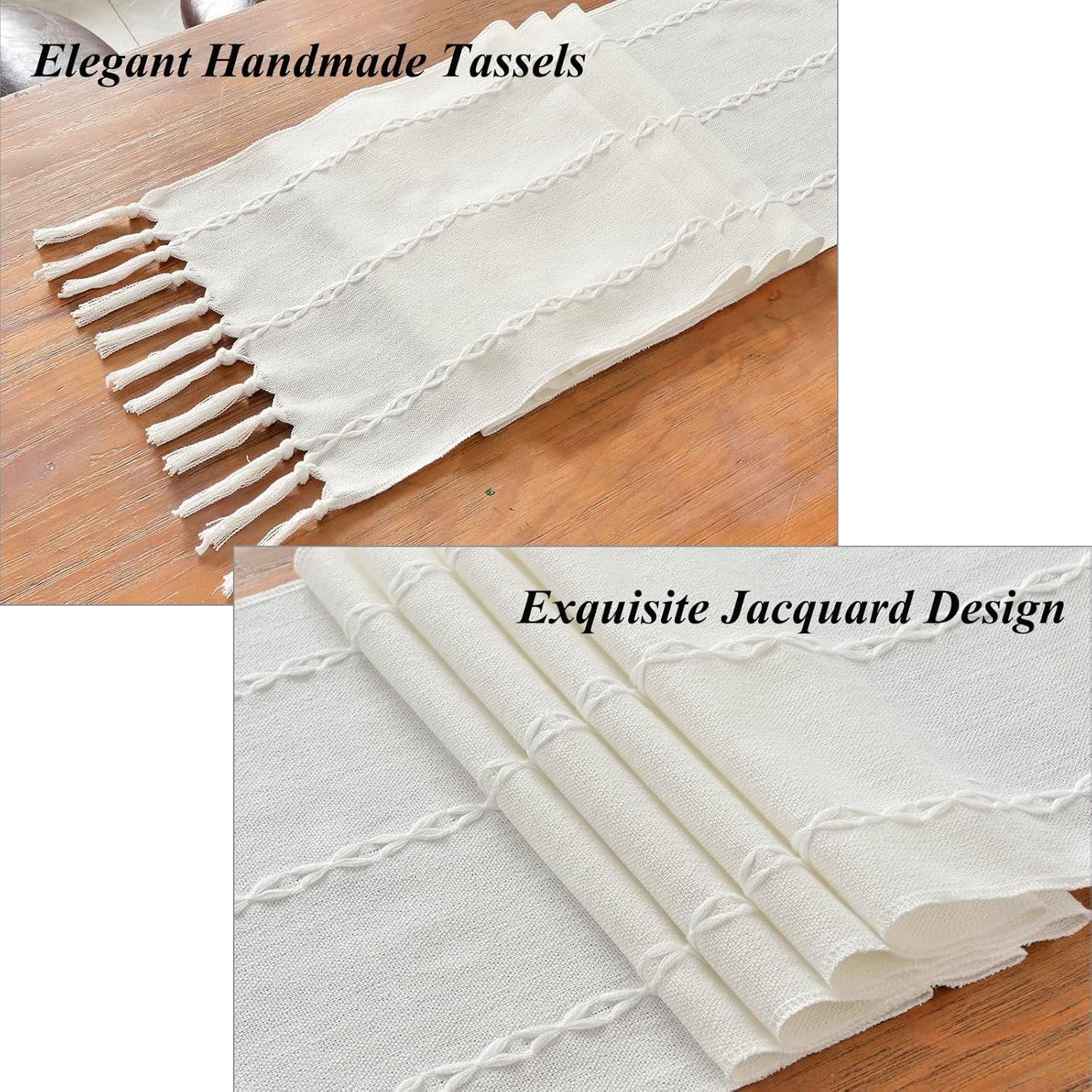 Wholesale Rustic Linen Embroidered Table Runner Farmhouse Style 72 Inches Long with Hand Tassels White 13x72 for Party Dresser and Dining Room Decor Supplier Wholesale Rustic Linen Embroidered Table Runner Farmhouse Style 72 Inches Long with Hand Tassels White 13x72 for Party Dresser and Dining Room Decor Supplier