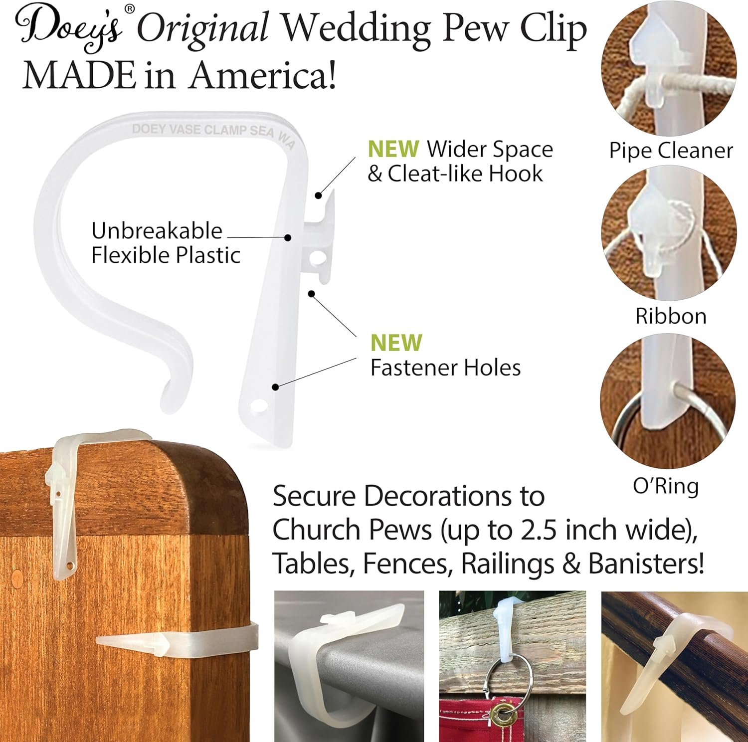 Wholesale Heavy Duty Wedding Pew Clips 12 Pack Church Ceremony Decoration Hangers for Bows Flowers Garland Lights Chairs Tables Banister Railings Tablecloth Clips Supplier Wholesale Heavy Duty Wedding Pew Clips 12 Pack Church Ceremony Decoration Hangers for Bows Flowers Garland Lights Chairs Tables Banister Railings Tablecloth Clips Supplier