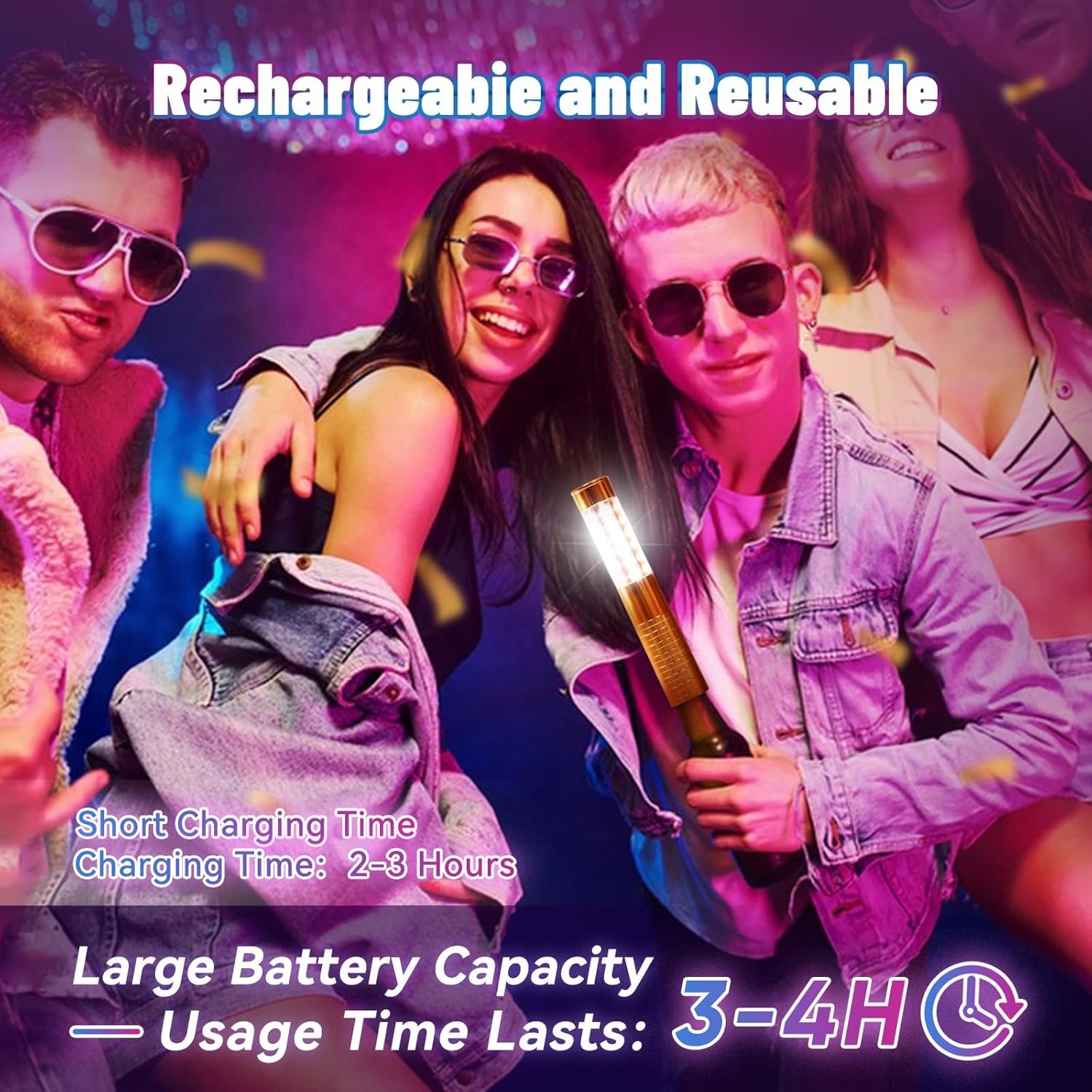 Wholesale Rechargeable Bottle Service Lights Bottle Sparklers 2 Pieces for Bar Nightclub Concert Birthday Wedding Party Outdoors Strobe Baton Supplier