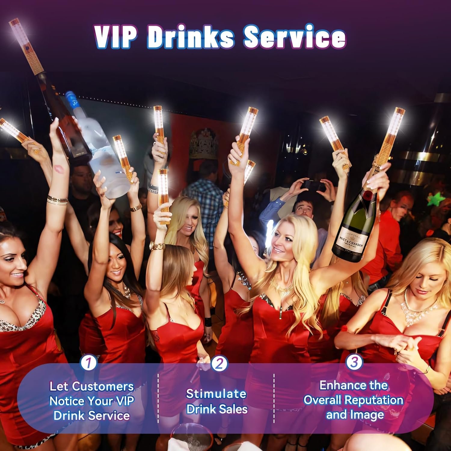 Wholesale Rechargeable Bottle Service Lights Bottle Sparklers 2 Pieces for Bar Nightclub Concert Birthday Wedding Party Outdoors Strobe Baton Supplier