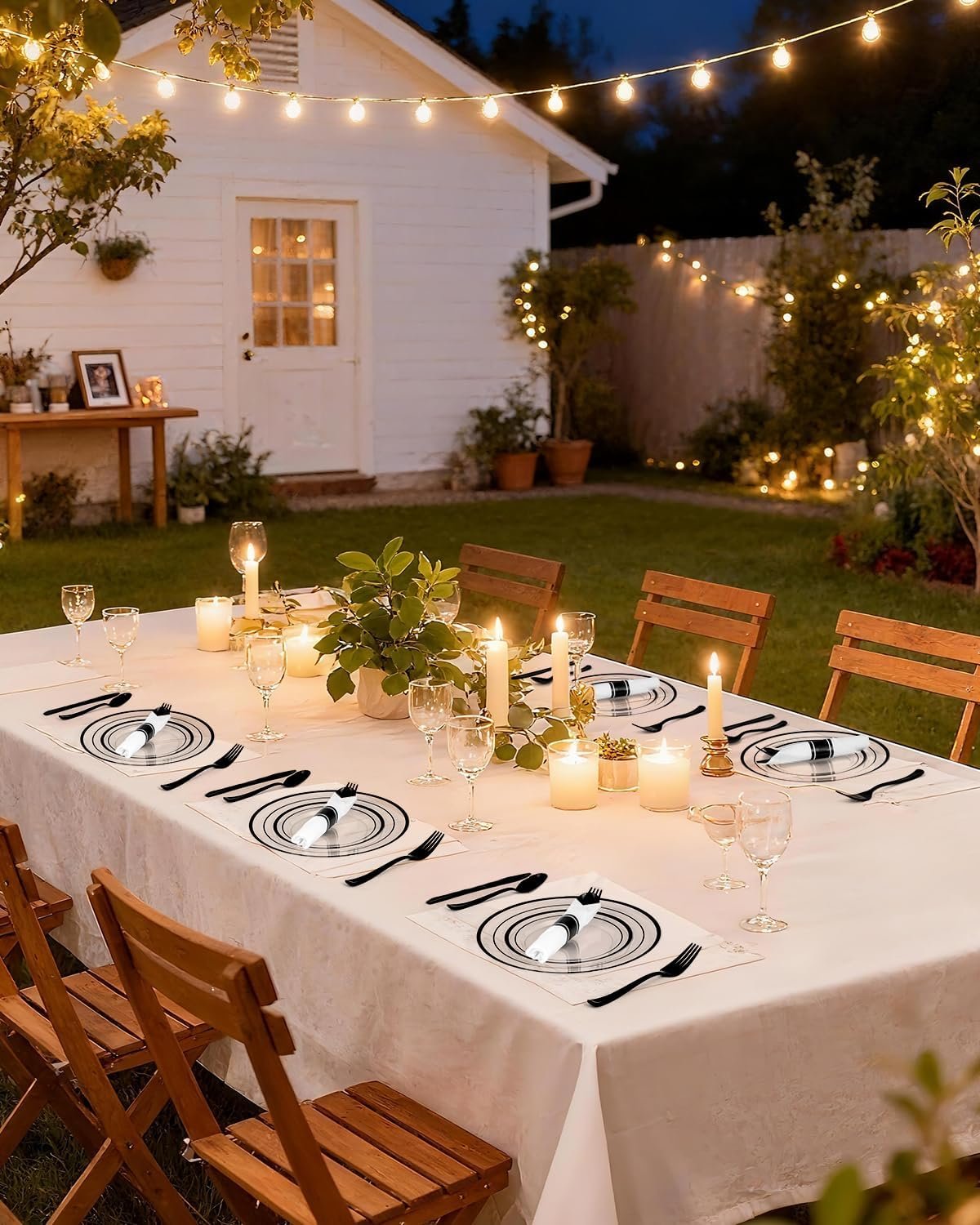 Wholesale 175-Piece Black Plastic Plates Clear Plastic Silverware Disposable Set Includes 50 Plates 25 Pre-Rolled Napkin with Silverware Packs 25 Cups for Party Wedding Graduation Supplier Wholesale 175-Piece Black Plastic Plates Clear Plastic Silverware Disposable Set Includes 50 Plates 25 Pre-Rolled Napkin with Silverware Packs 25 Cups for Party Wedding Graduation Supplier