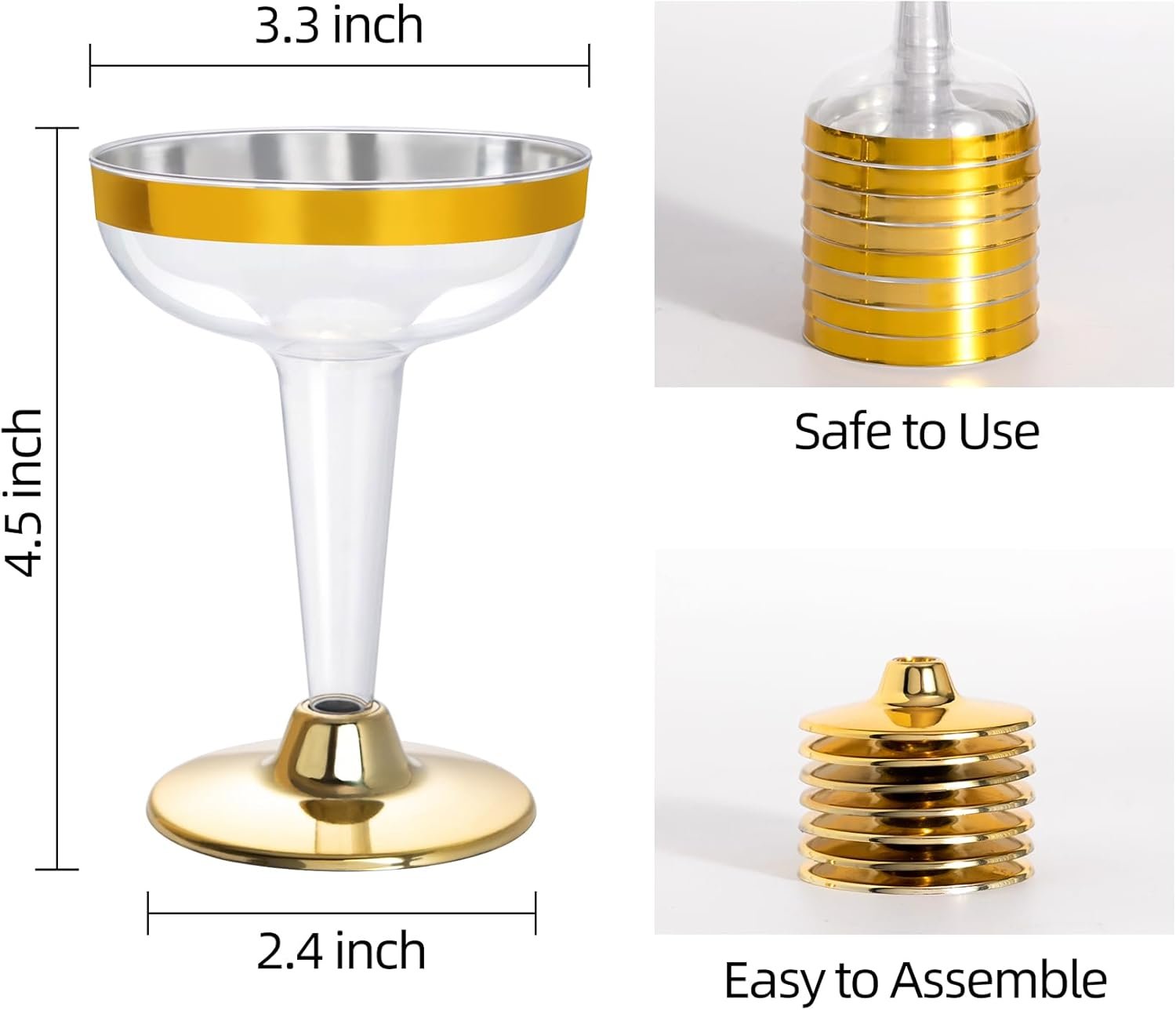 Wholesale 50PCS 5oz Plastic Champagne Coupe Glasses with Gold Rim Unbreakable Crystal Clear for Weddings Parties Birthdays Special Occasions Supplier