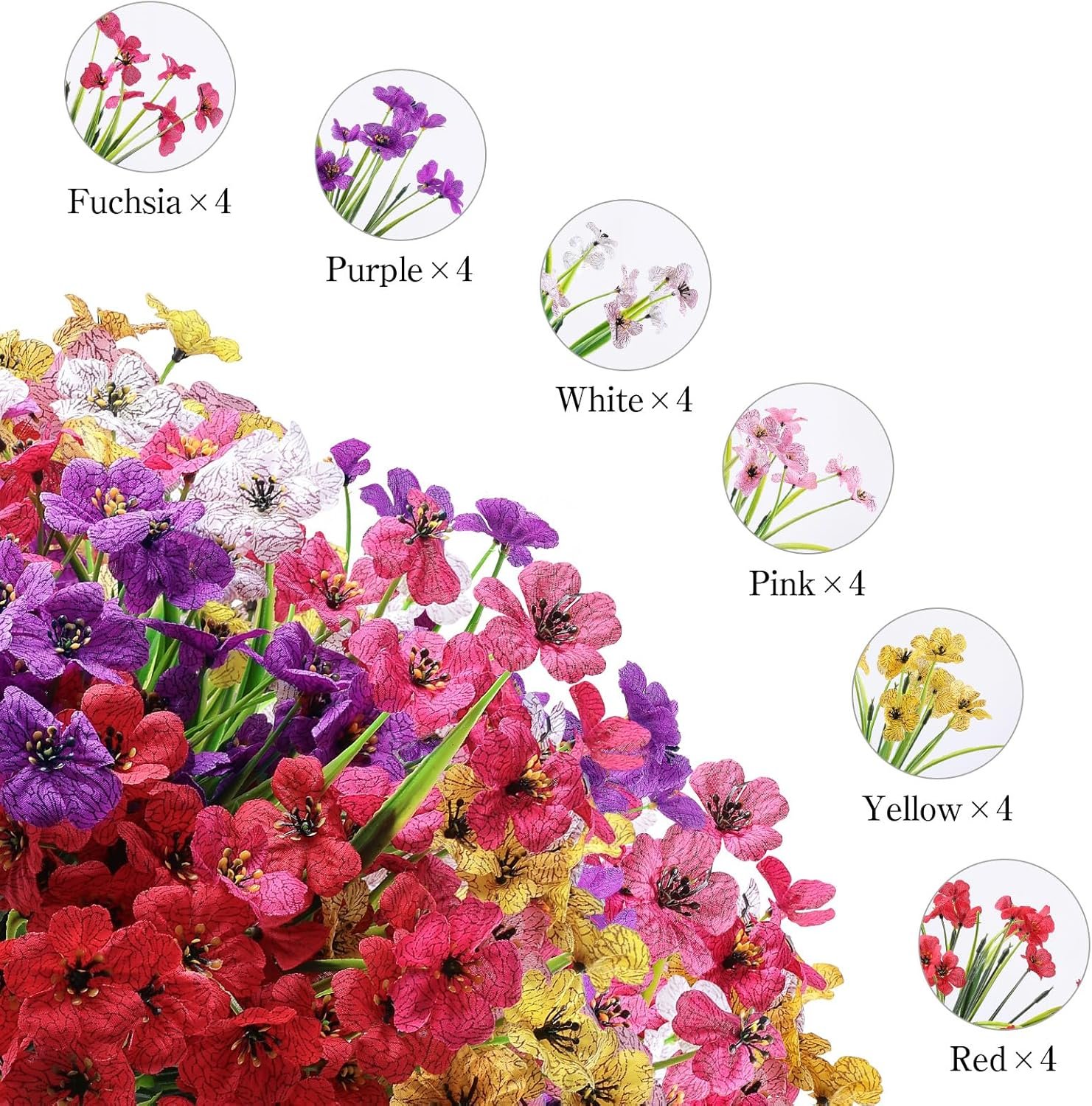 Wholesale 24 Bundles No Fade Artificial Outdoor Flowers Fake Plastic Faux Plants Hanging Planters Garden Porch Window Box Home Wedding Farmhouse Decoration Supplier