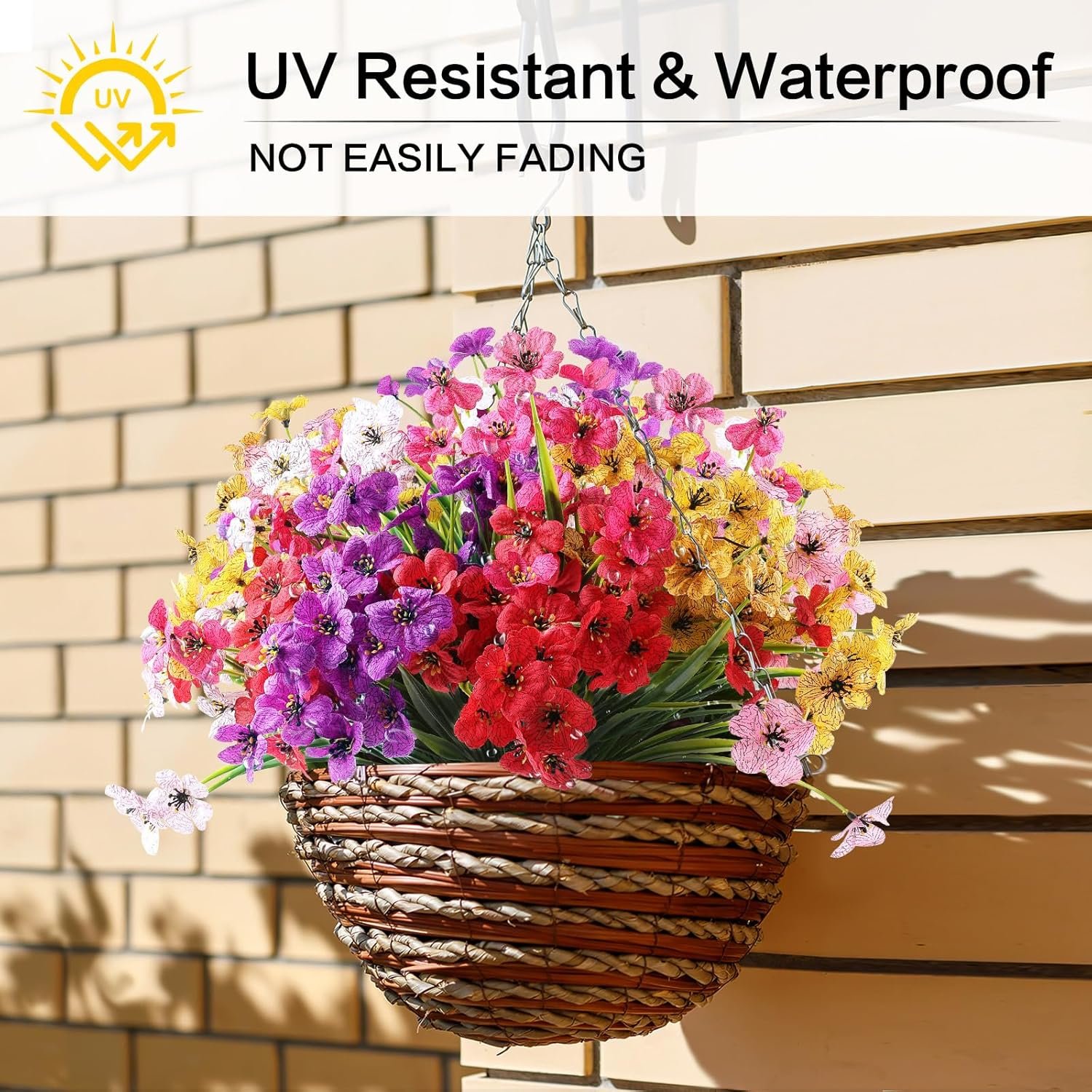 Wholesale 24 Bundles No Fade Artificial Outdoor Flowers Fake Plastic Faux Plants Hanging Planters Garden Porch Window Box Home Wedding Farmhouse Decoration Supplier