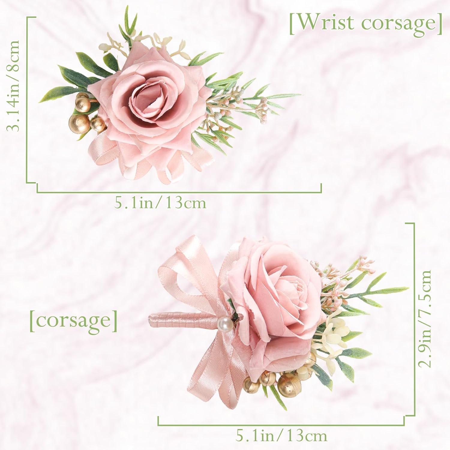 Wholesale 2 Pcs Pink Rose Artificial Flower Corsage and Boutonniere Set for Wedding Prom Party Accessories Supplier