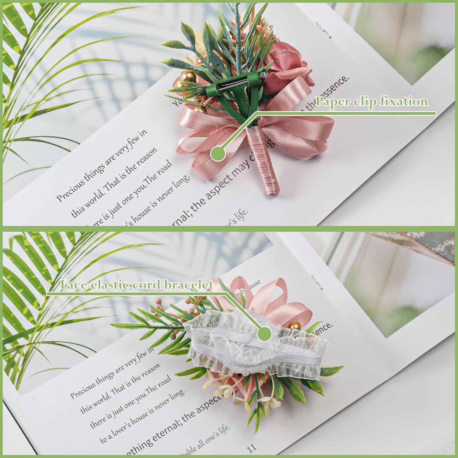 Wholesale 2 Pcs Pink Rose Artificial Flower Corsage and Boutonniere Set for Wedding Prom Party Accessories Supplier