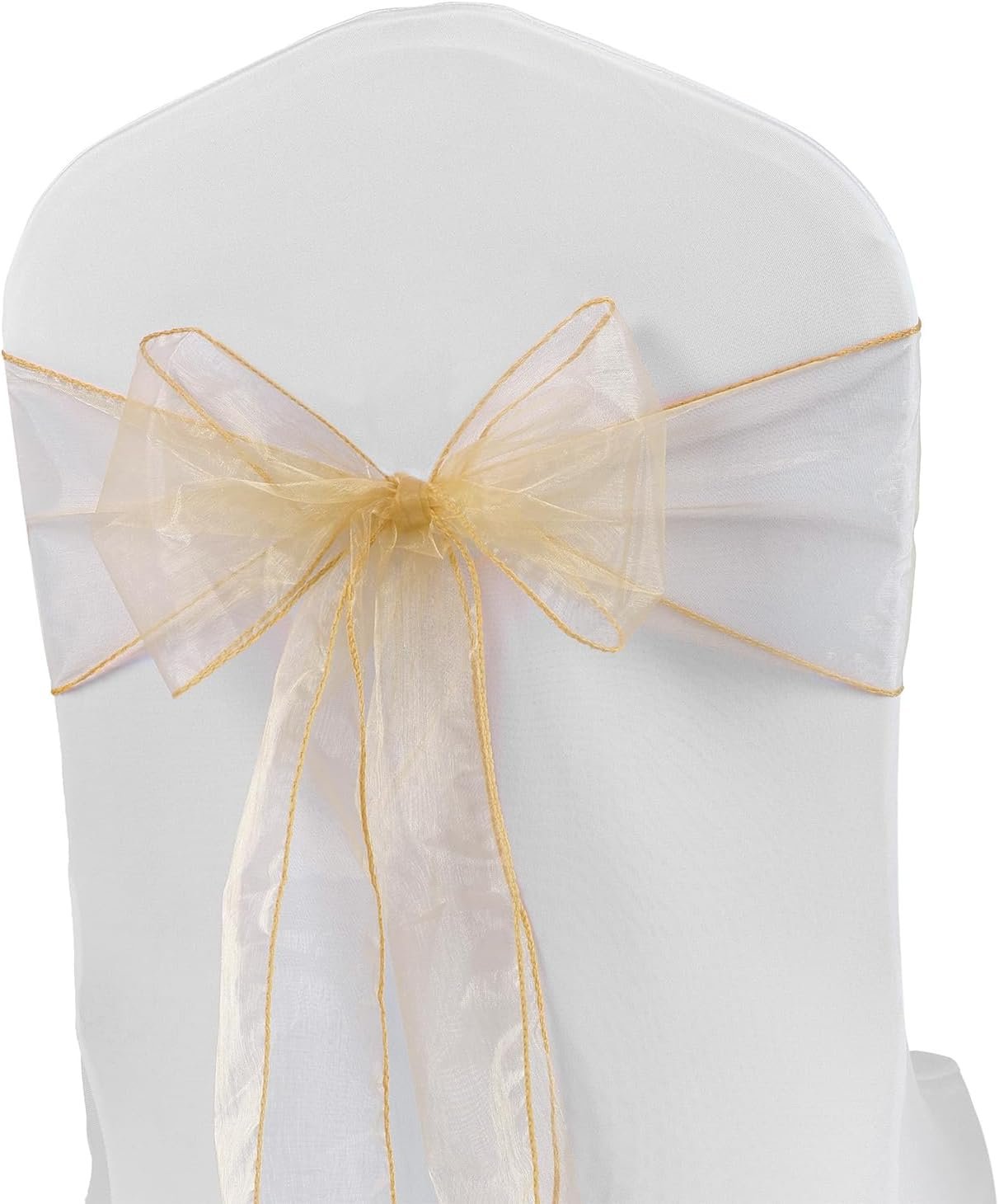 Wholesale Organza Champagne Chair Sashes 50 Pack Universal Bows Ties Bands for Wedding Party Ceremony Banquet Baby Shower Decor Supplier