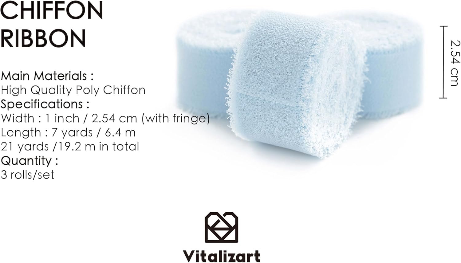 Wholesale Baby Blue Chiffon Silk Ribbon 1