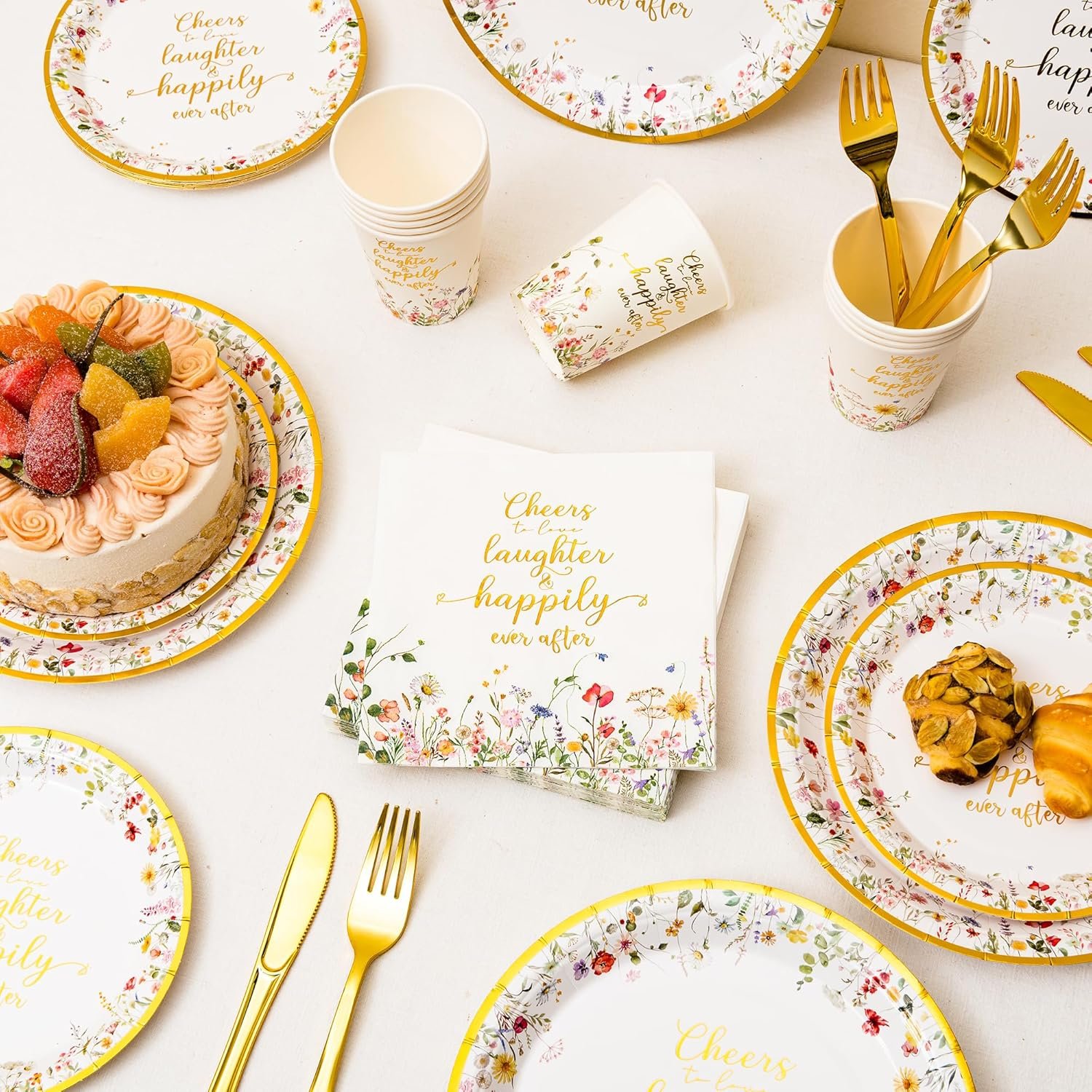 Wholesale Gold Cheers to Love Disposable Tableware Set of 24 Plates Napkins Cups Tablecloth Knives Forks for Bridal Shower Engagement Wedding Party Decorations Supplier Wholesale Gold Cheers to Love Disposable Tableware Set of 24 Plates Napkins Cups Tablecloth Knives Forks for Bridal Shower Engagement Wedding Party Decorations Supplier