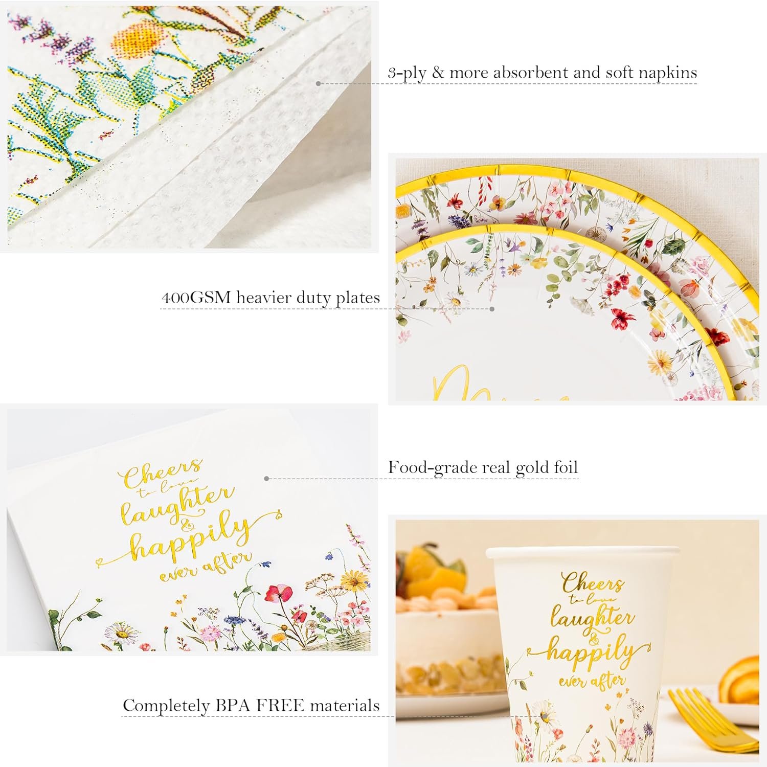 Wholesale Gold Cheers to Love Disposable Tableware Set of 24 Plates Napkins Cups Tablecloth Knives Forks for Bridal Shower Engagement Wedding Party Decorations Supplier Wholesale Gold Cheers to Love Disposable Tableware Set of 24 Plates Napkins Cups Tablecloth Knives Forks for Bridal Shower Engagement Wedding Party Decorations Supplier