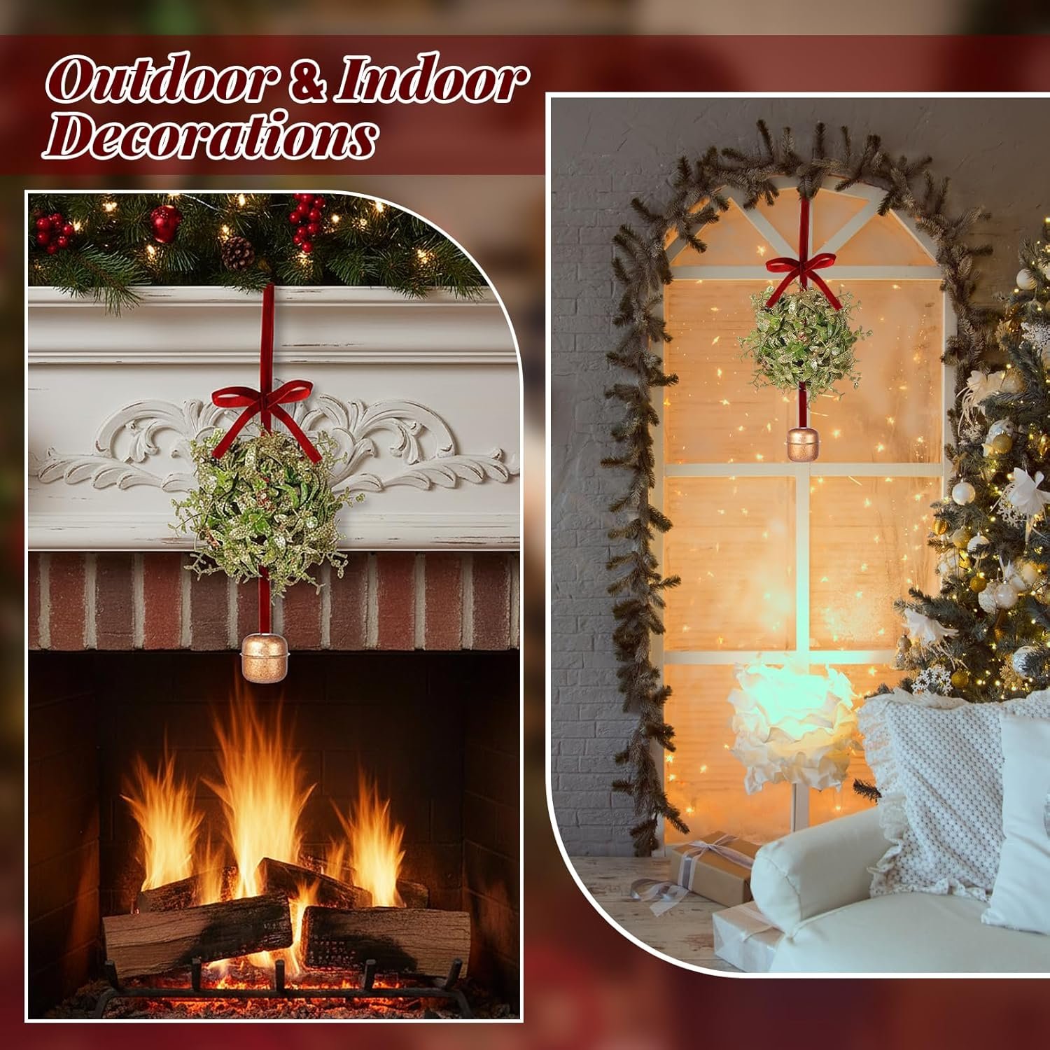 Wholesale Valentine's Day Glitter Mistletoe Kissing Ball Jingle Bell Ornament with Red Berries Hanging Decor for Doorway Ceiling Lights Supplier Wholesale Valentine's Day Glitter Mistletoe Kissing Ball Jingle Bell Ornament with Red Berries Hanging Decor for Doorway Ceiling Lights Supplier