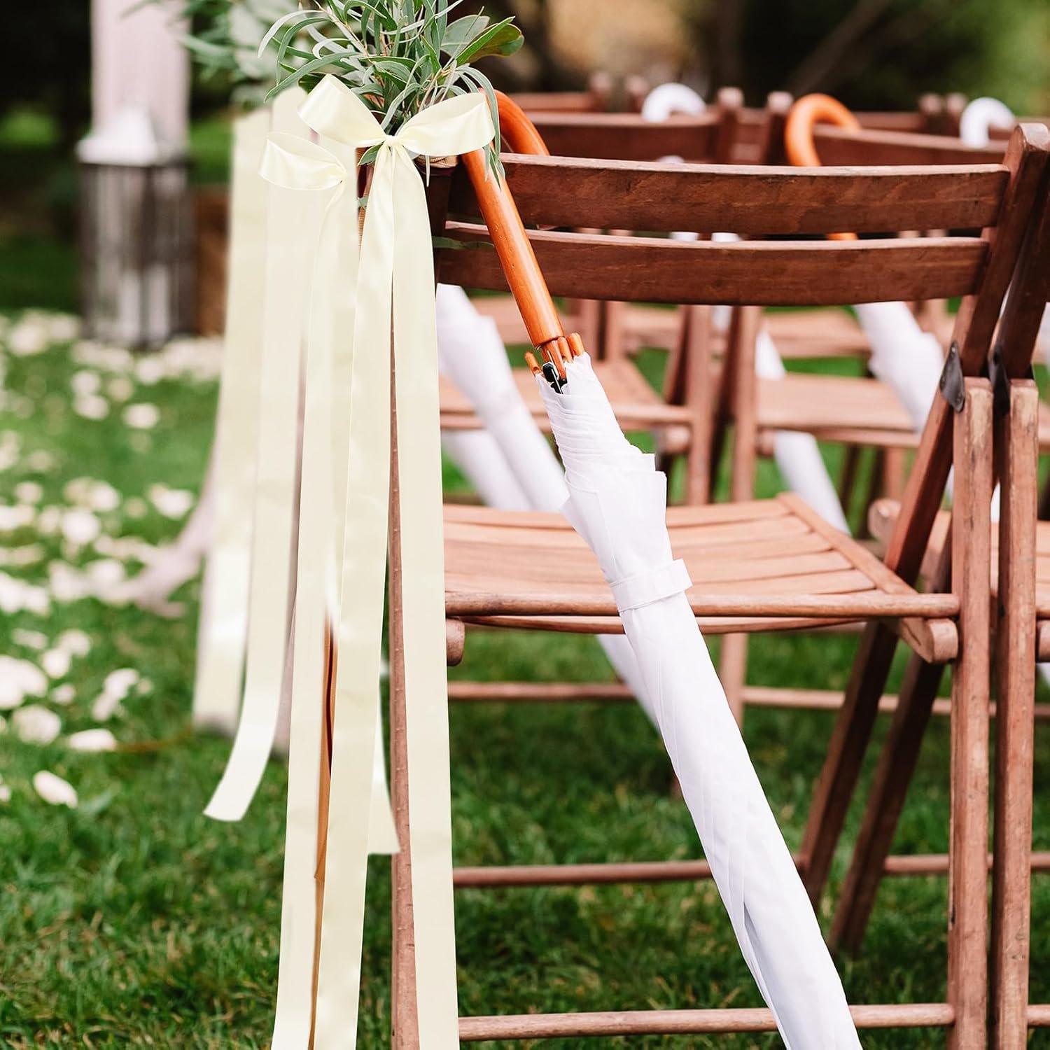 Wholesale 24 Pcs Ivory White Satin Wedding Bows Aisle Chair Decorations Pew Sashes Ribbons Supplier Wholesale 24 Pcs Ivory White Satin Wedding Bows Aisle Chair Decorations Pew Sashes Ribbons Supplier