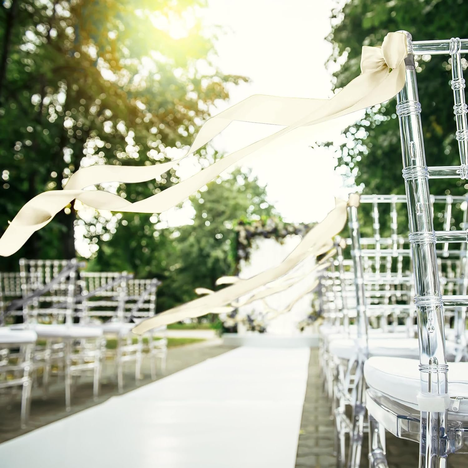 Wholesale 24 Pcs Ivory White Satin Wedding Bows Aisle Chair Decorations Pew Sashes Ribbons Supplier Wholesale 24 Pcs Ivory White Satin Wedding Bows Aisle Chair Decorations Pew Sashes Ribbons Supplier