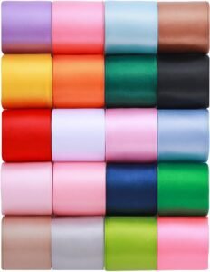 1-1/2 inch 20 Colors Satin Ribbon Set, 1.5" X2Yd x 20Rolls Rainbow Ribbons for Gift Wrapping, Wedding Party Decoration, Invitations, Bridal Bouquets, Total 40 Yards