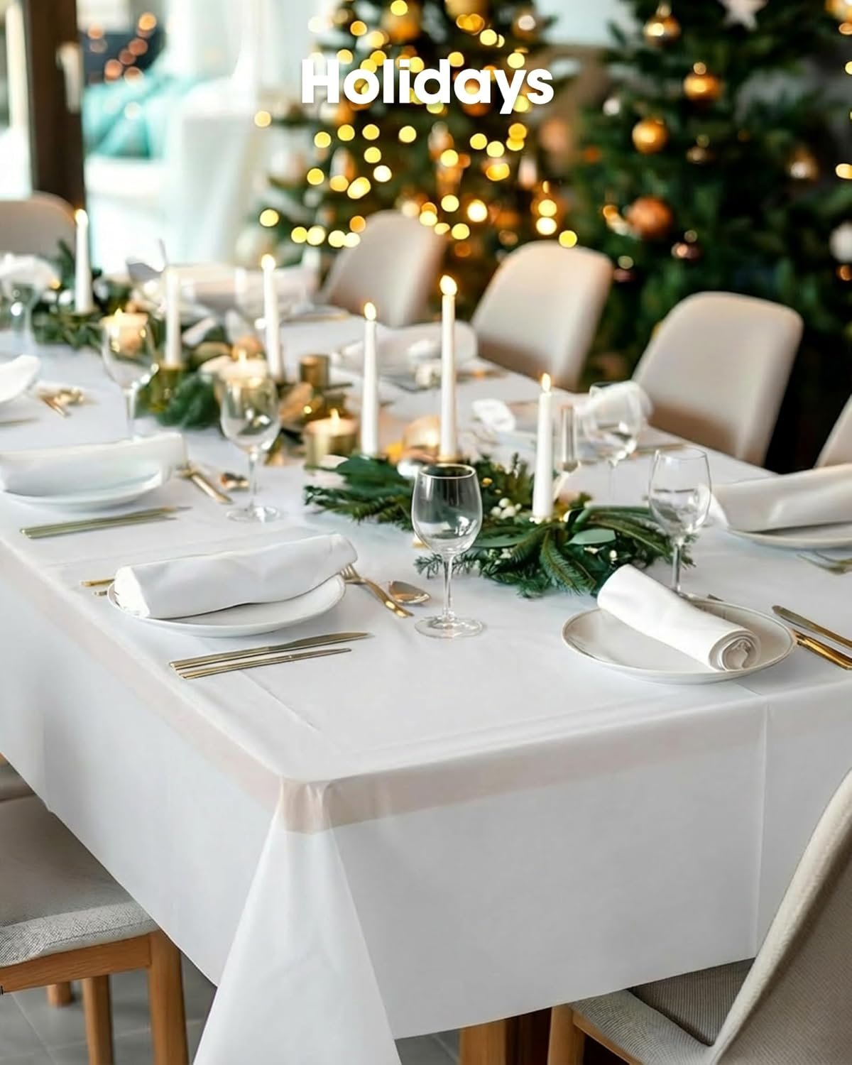 Wholesale 10 Pack Disposable Plastic Tablecloths 54 x 108 Inch Rectangle White for Party Picnic Wedding Supplier