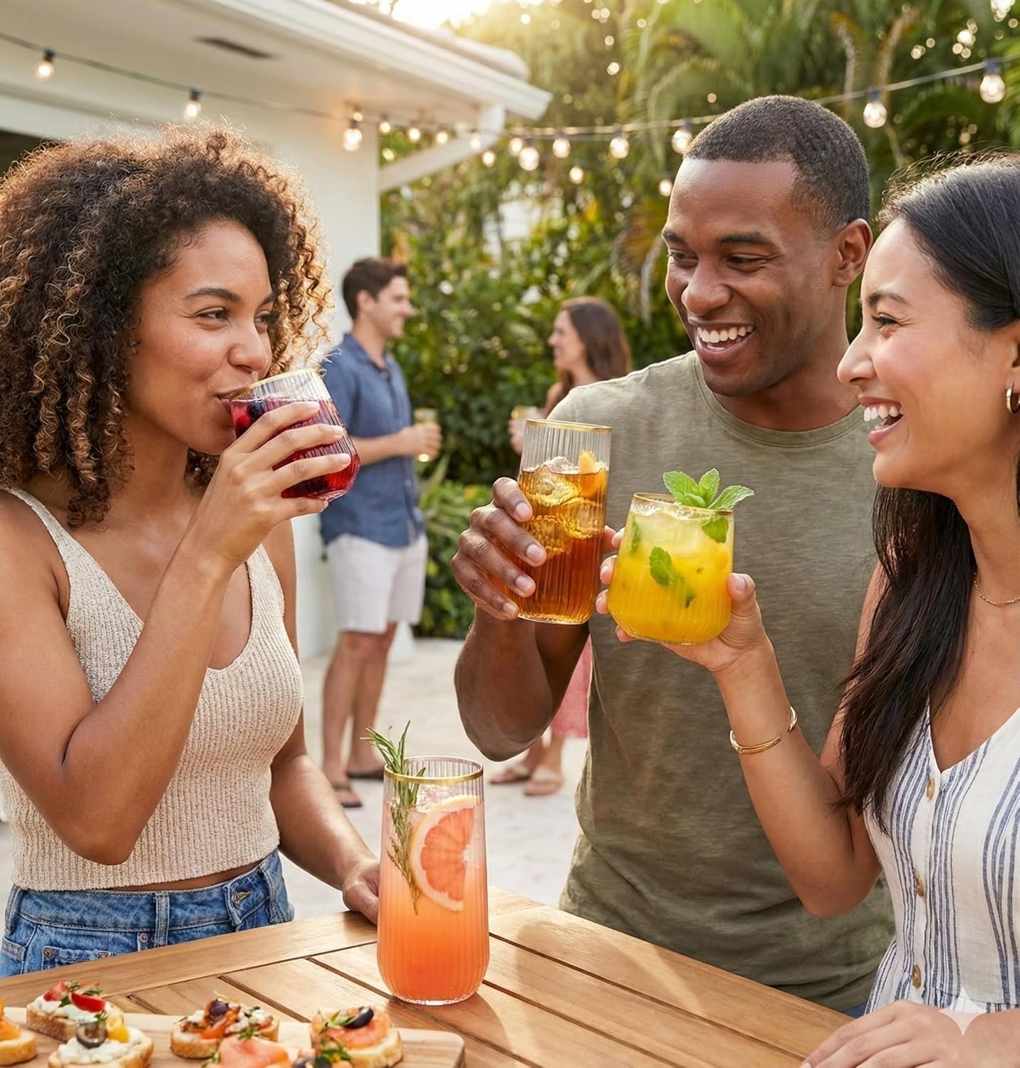 Wholesale 48 Pack Ribbed Origami Ripple Plastic Glasses 24 9 Ounce Stemless Champagne Flutes & 24 12 Ounce Cups BPA-Free Disposable Shatterproof Toasting Glasses for Weddings Bars Events Gold Rim Supplier Wholesale 48 Pack Ribbed Origami Ripple Plastic Glasses 24 9 Ounce Stemless Champagne Flutes & 24 12 Ounce Cups BPA-Free Disposable Shatterproof Toasting Glasses for Weddings Bars Events Gold Rim Supplier