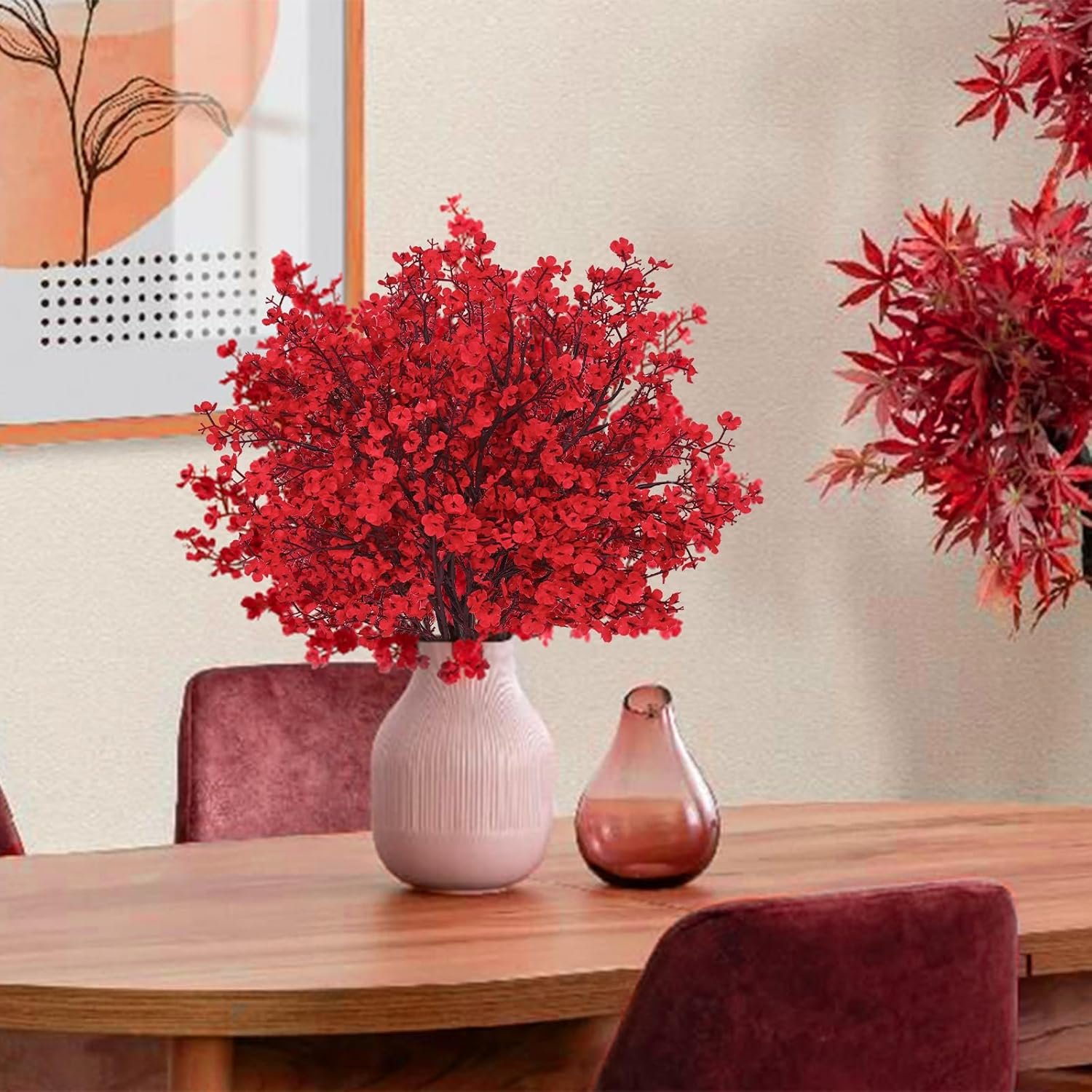 Wholesale Red Artificial Baby's Breath Flowers 5Pcs Real Touch Silk Faux Flowers Bulk for Spring Decor Floral Arrangements Supplier