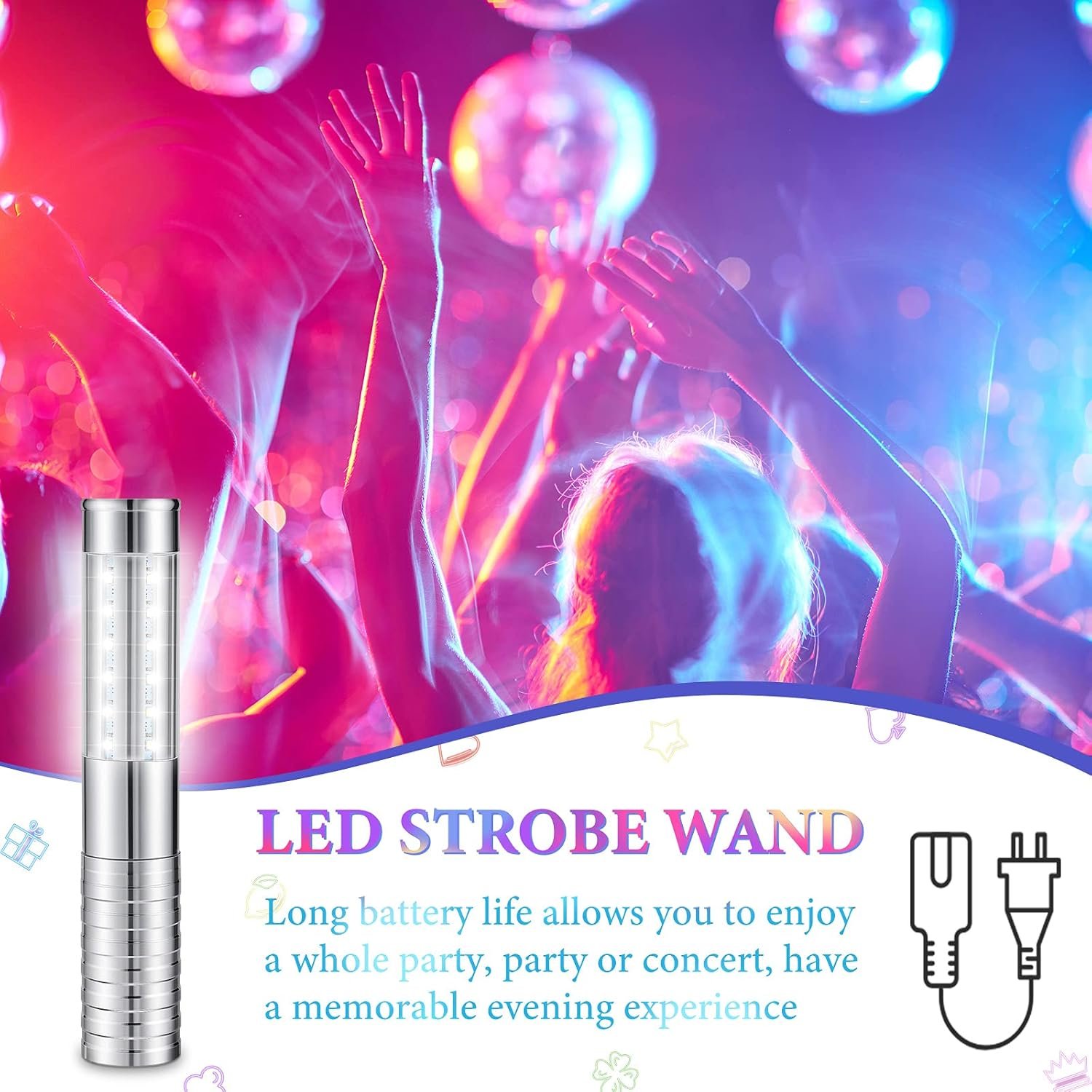 Wholesale 2 Pcs Reusable Rechargeable LED Bottle Service Strobe Lights Baton for Champagne Bars Clubs Birthdays Weddings Parties Silver White Light Supplier Wholesale 2 Pcs Reusable Rechargeable LED Bottle Service Strobe Lights Baton for Champagne Bars Clubs Birthdays Weddings Parties Silver White Light Supplier