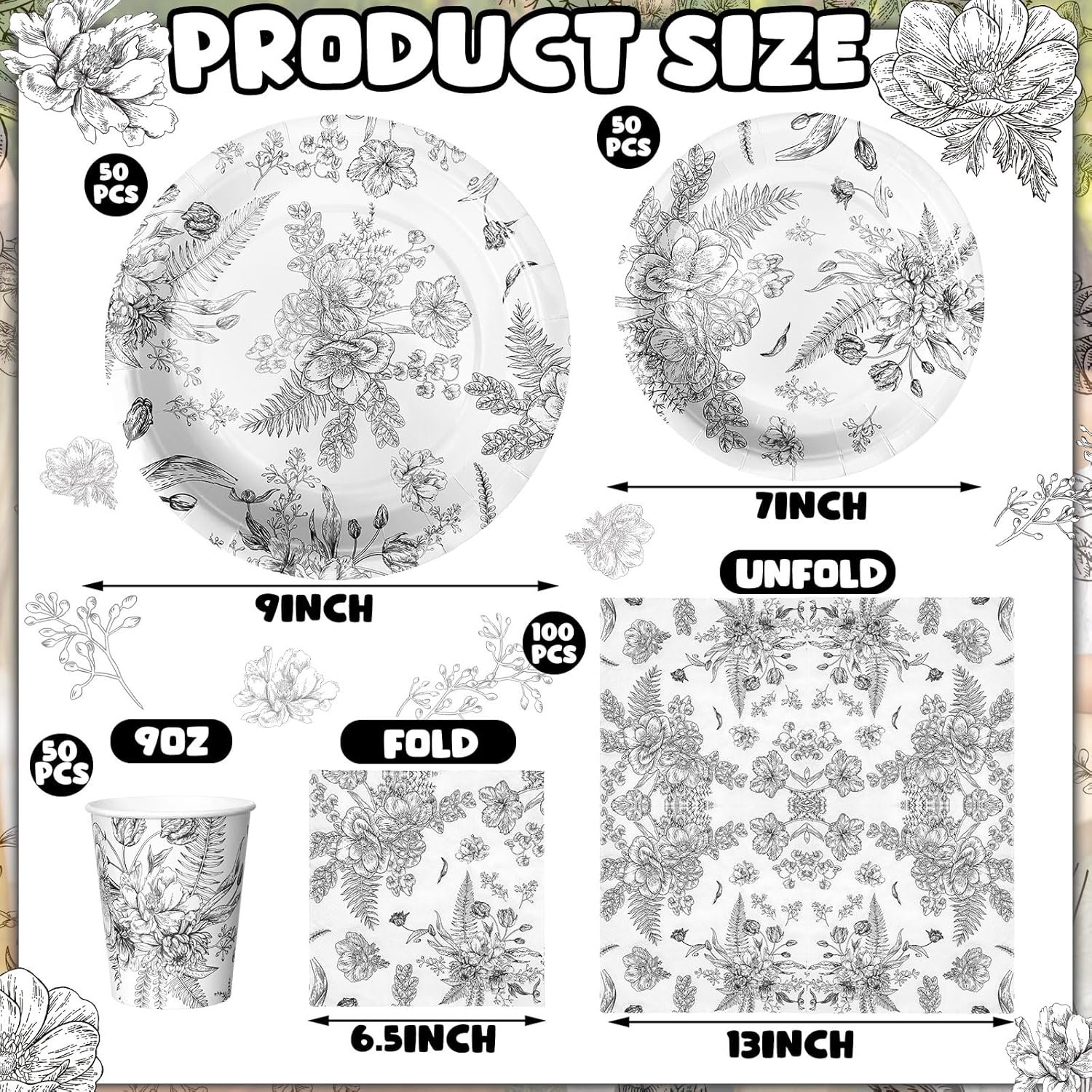 Wholesale 250 Pcs Black Disposable Plates Napkins Cups Floral Tableware Set for 50 Guests Wedding Baby Bridal Shower Party Supplies Vintage Supplier Wholesale 250 Pcs Black Disposable Plates Napkins Cups Floral Tableware Set for 50 Guests Wedding Baby Bridal Shower Party Supplies Vintage Supplier