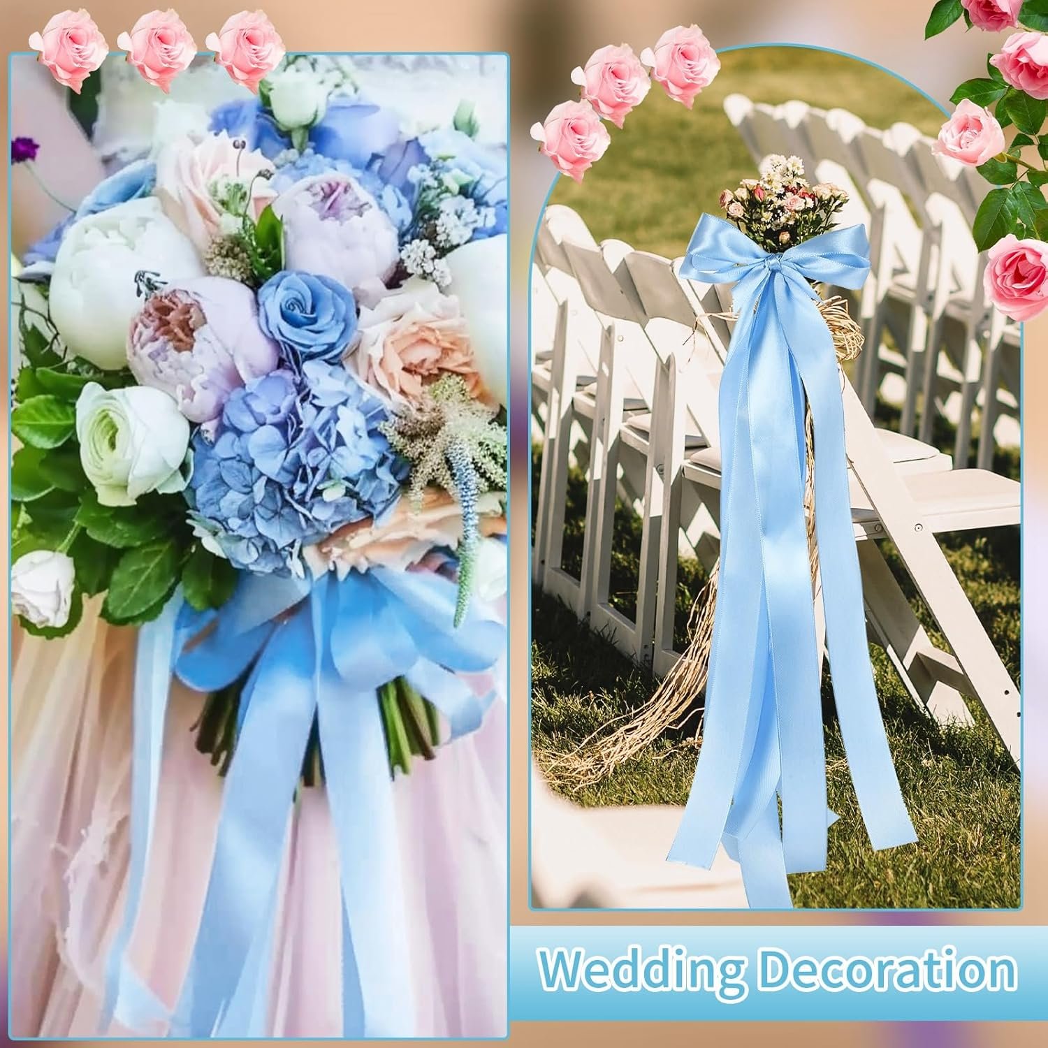 Wholesale 1 1/2 Inch 60 Yards Light Baby Blue Satin Ribbon for Easter Decorations Baby Bridal Shower Nursery Party Decor Beach Wedding Bows Crafts Flower Bouquet Gift Wrapping Wreath Supplier