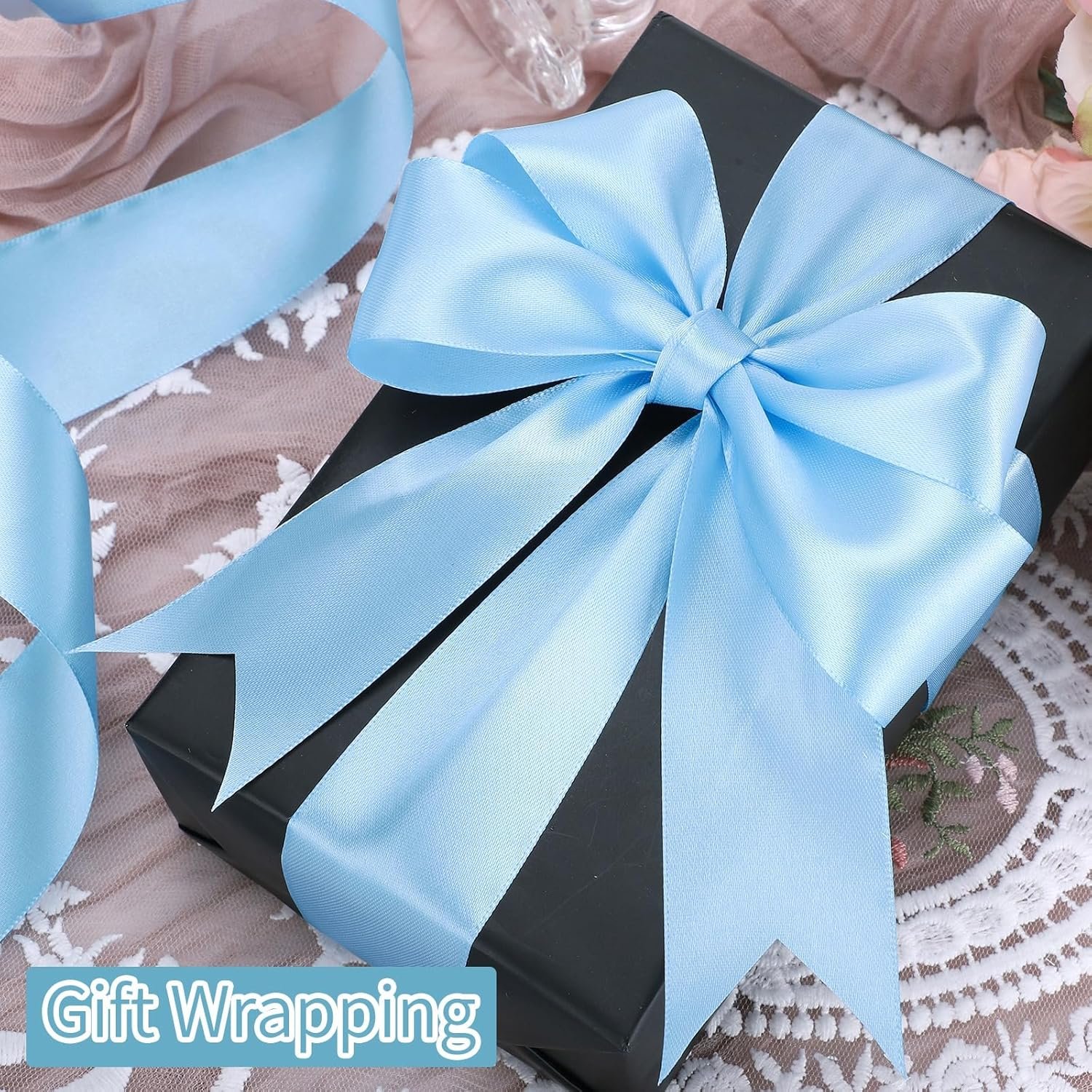 Wholesale 1 1/2 Inch 60 Yards Light Baby Blue Satin Ribbon for Easter Decorations Baby Bridal Shower Nursery Party Decor Beach Wedding Bows Crafts Flower Bouquet Gift Wrapping Wreath Supplier