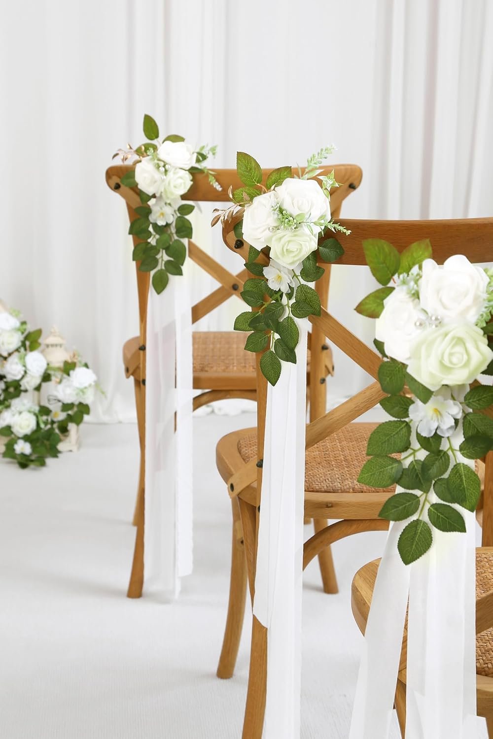 Wholesale 10 White Wedding Aisle Flowers Chair Decorations Church Pew Decor Supplier