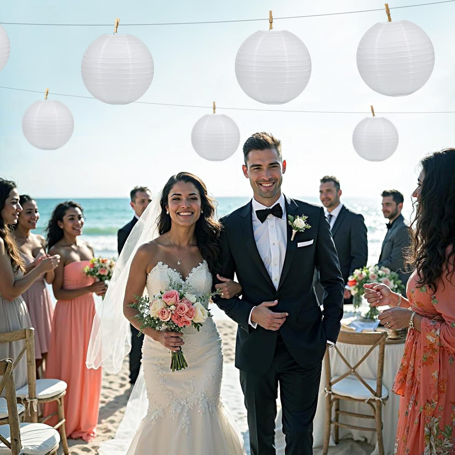 Wholesale 12 Inch White Round Paper Lanterns 10 Pack Supplier