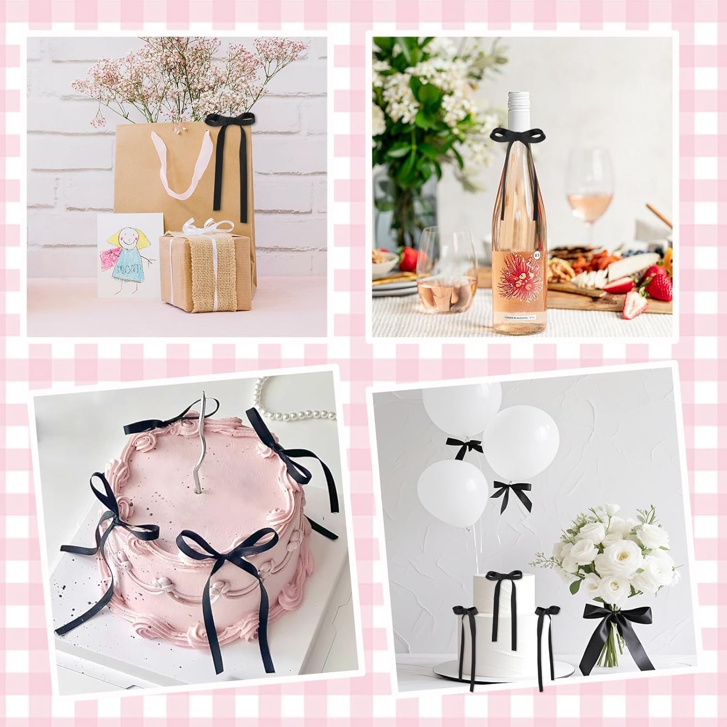 Wholesale 30 Pack Black Ribbon Bow Cake Toppers Coquette Theme Cupcake Decorations for Baby Shower Birthday Wedding Bachelorette Graduation Parties Supplier