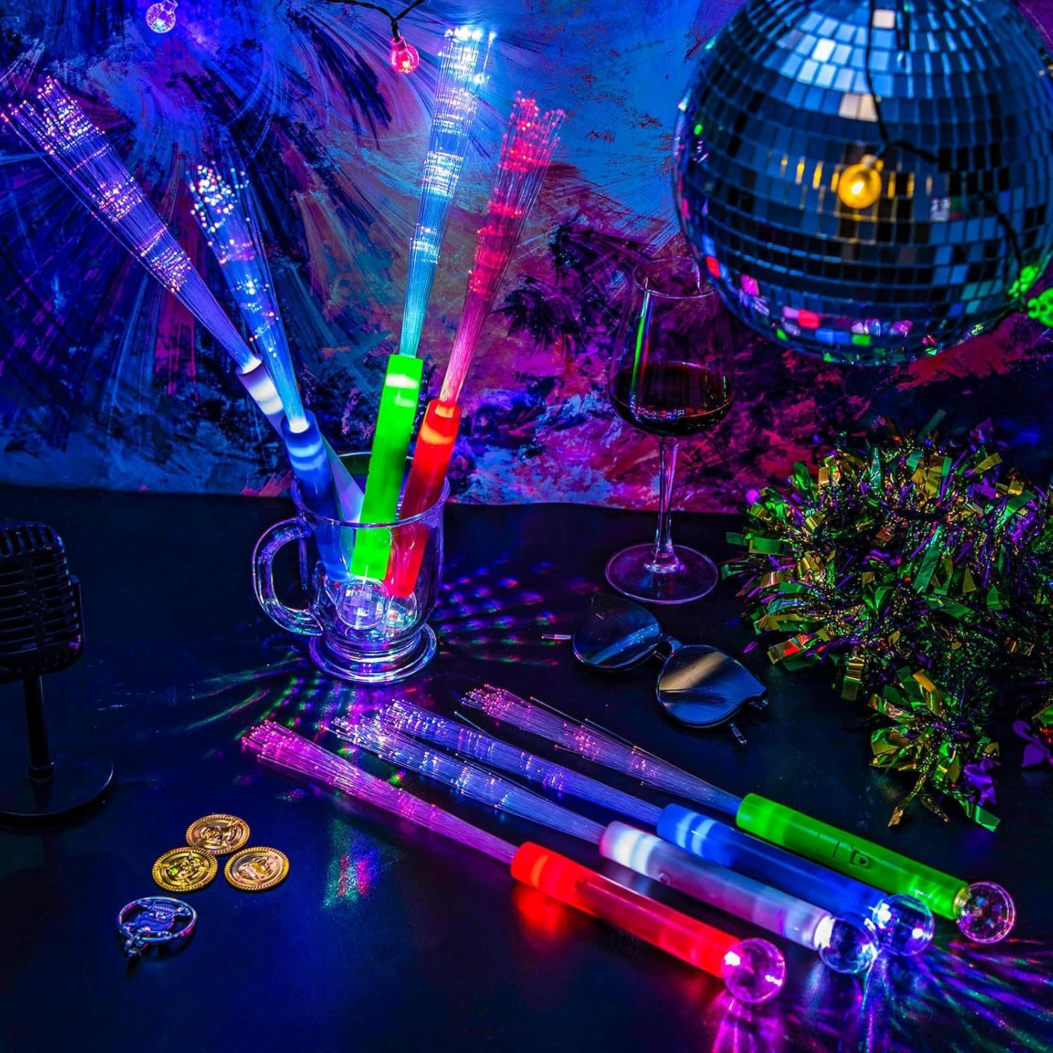 Wholesale 8 Pcs Fiber Optic LED Glow Wands Light Up Flashing Party Supplies for Halloween Christmas Weddings Birthdays Bridal Showers Bulk Supplier