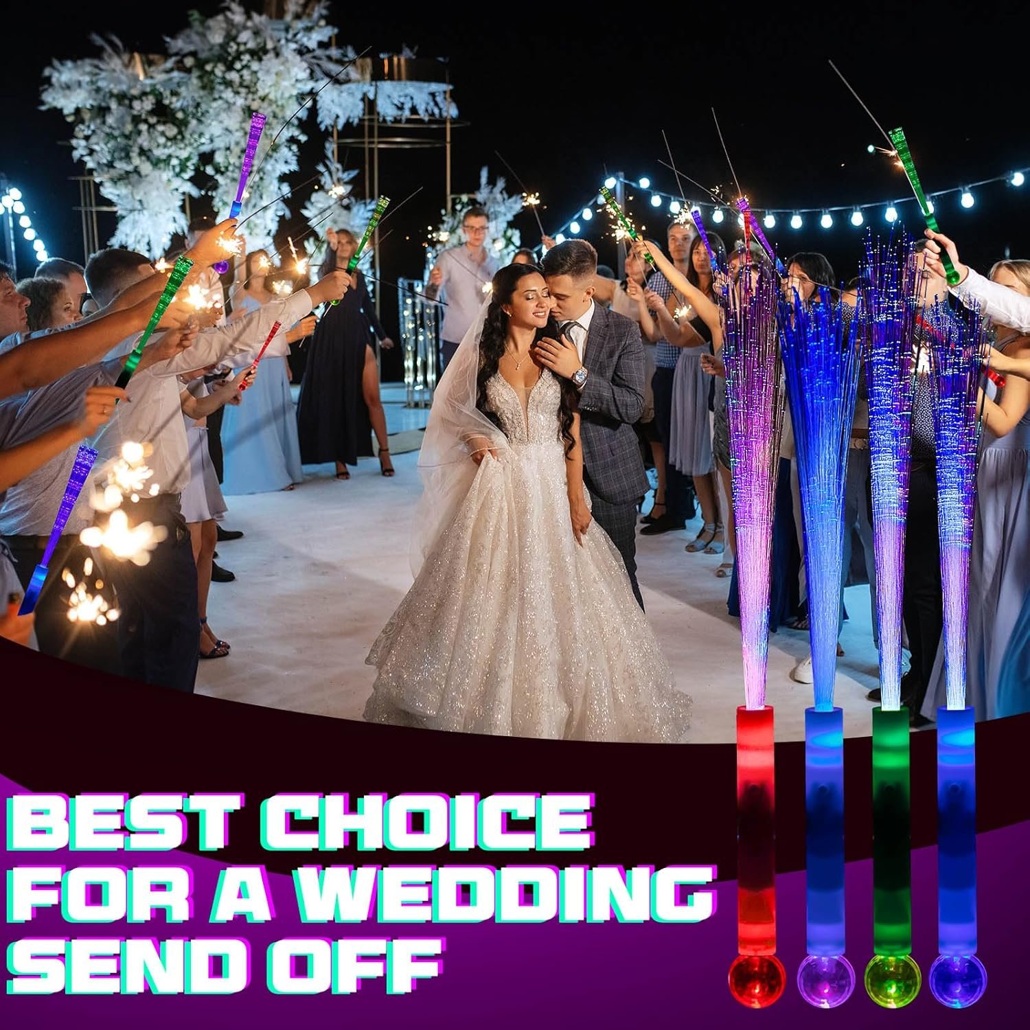 Wholesale 8 Pcs Fiber Optic LED Glow Wands Light Up Flashing Party Supplies for Halloween Christmas Weddings Birthdays Bridal Showers Bulk Supplier