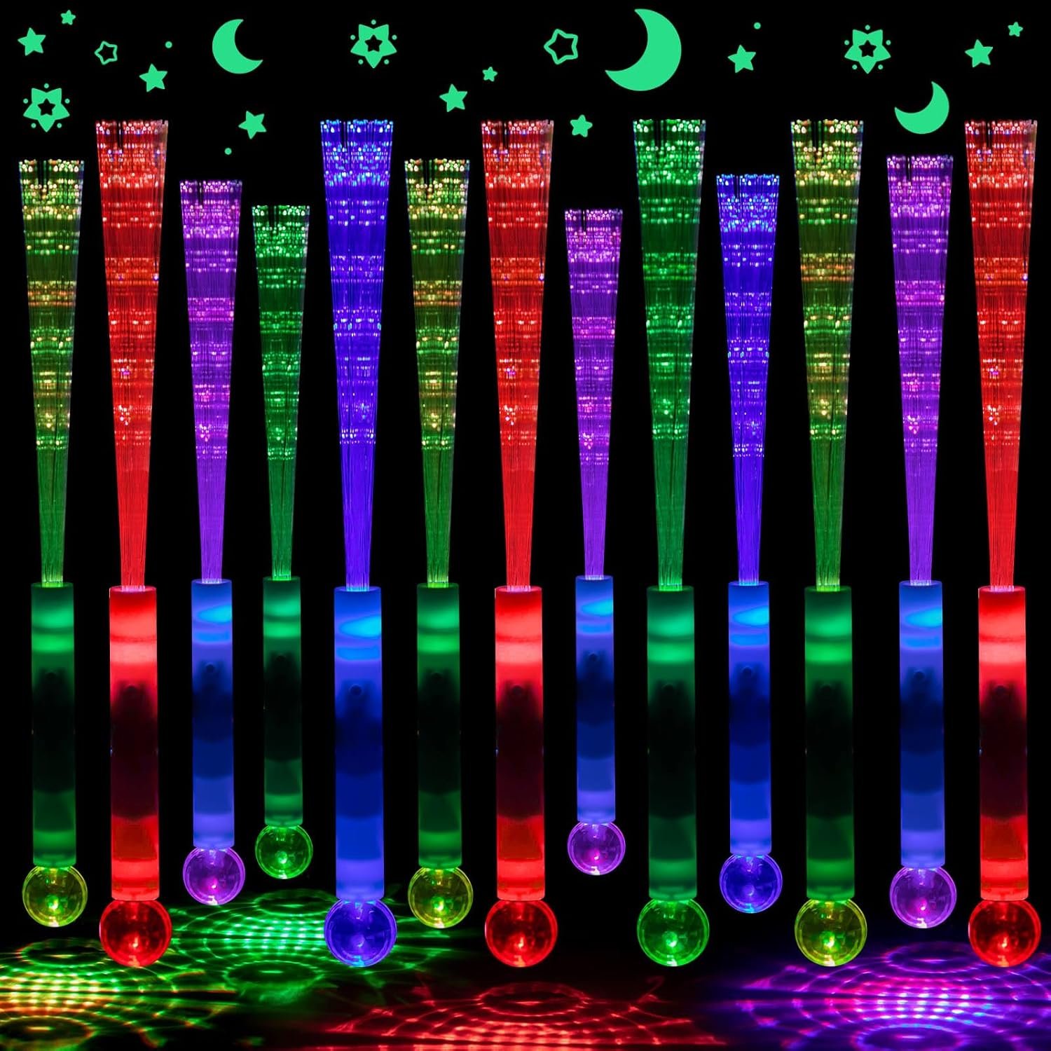 Wholesale 8 Pcs Fiber Optic LED Glow Wands Light Up Flashing Party Supplies for Halloween Christmas Weddings Birthdays Bridal Showers Bulk Supplier