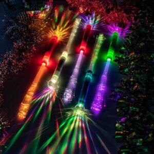 Liliful 8 Pcs Fiber Optic Wand LED Light up Glow, Halloween Wands Glow in The Dark Party Supplies Flashing Wands Bulk for Halloween Christmas Party Wedding Birthday Bridal Shower Favors