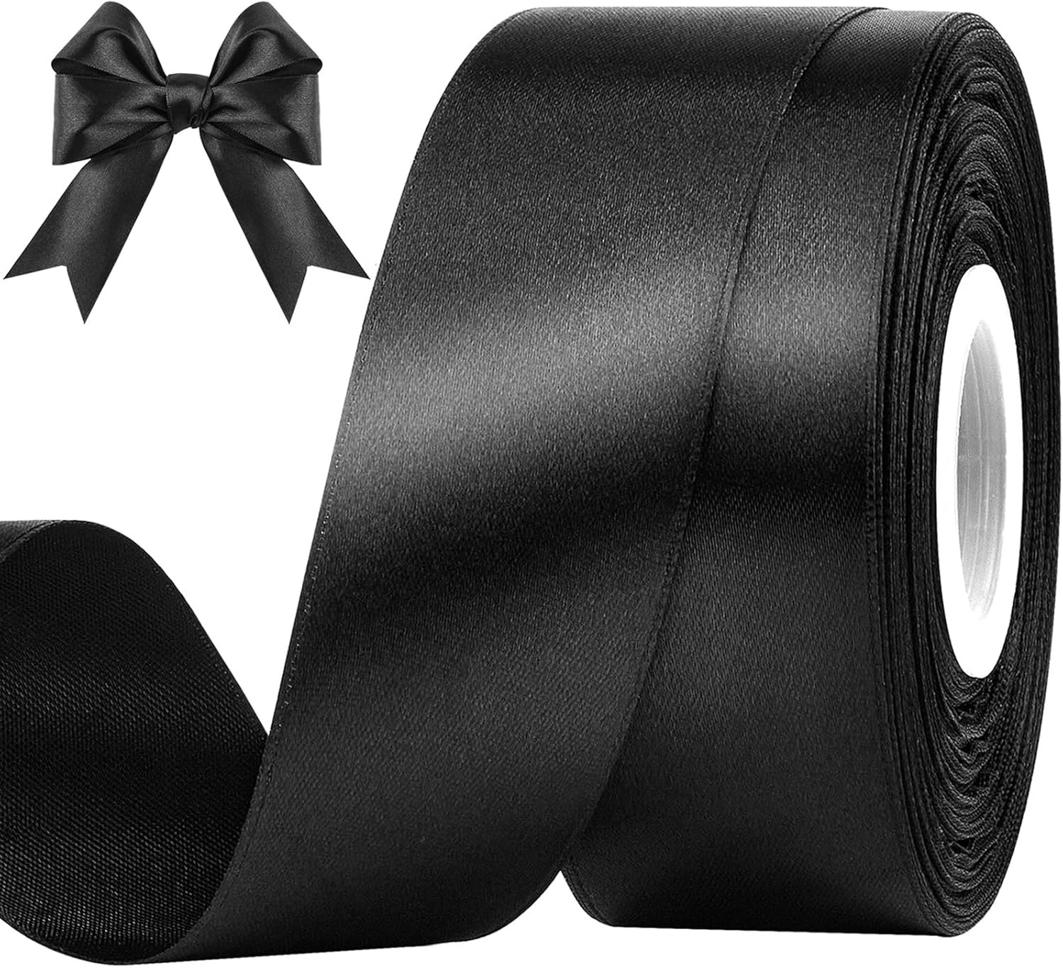 Wholesale 1-1/2 Inches 50 Yards Black Satin Ribbon Solid Fabric Roll for Flower Bouquets Gift Wrapping Wedding Handmade Crafts Supplier