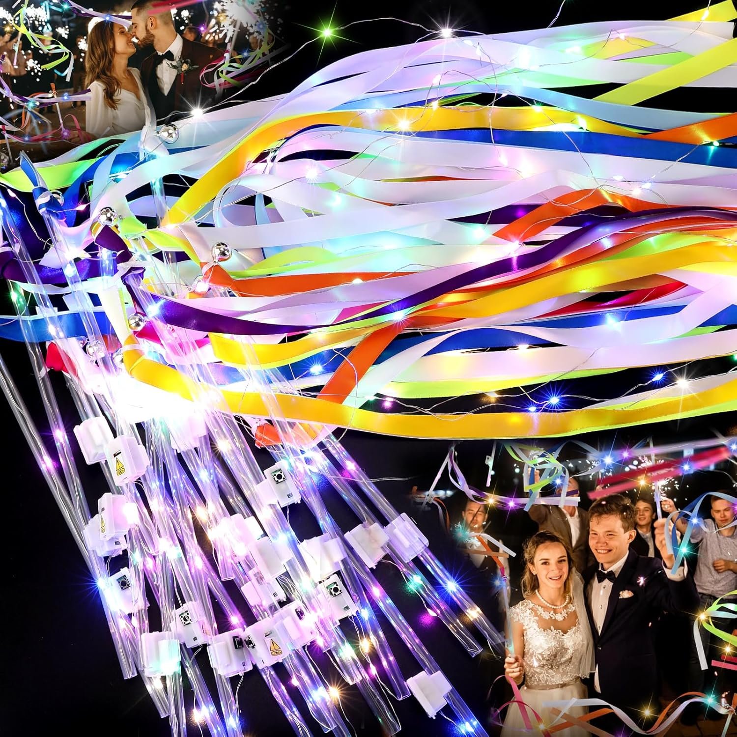 Wholesale 100 PCS Light Up Fairy Wands with 3 Colorful Flashing Modes Ribbons Lace and Bells for Wedding New Year Raves Concerts Birthdays Supplier Wholesale 100 PCS Light Up Fairy Wands with 3 Colorful Flashing Modes Ribbons Lace and Bells for Wedding New Year Raves Concerts Birthdays Supplier