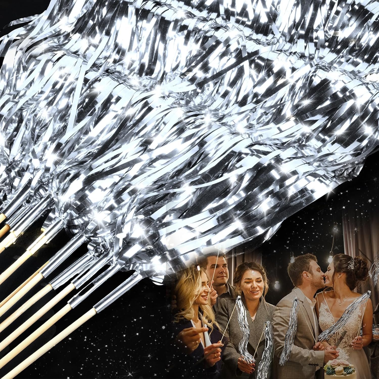 Wholesale 100 PCS Silver Wedding Wands Light Sticks for Send Offs and Parties Supplier Wholesale 100 PCS Silver Wedding Wands Light Sticks for Send Offs and Parties Supplier