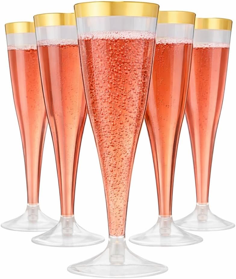 Wholesale 100 Pack 4.5 Oz Plastic Champagne Flutes Gold Rim Disposable Clear Toasting Glasses for Wedding Party Birthday Bridal Shower Bulk Recyclable Supplier Wholesale 100 Pack 4.5 Oz Plastic Champagne Flutes Gold Rim Disposable Clear Toasting Glasses for Wedding Party Birthday Bridal Shower Bulk Recyclable Supplier