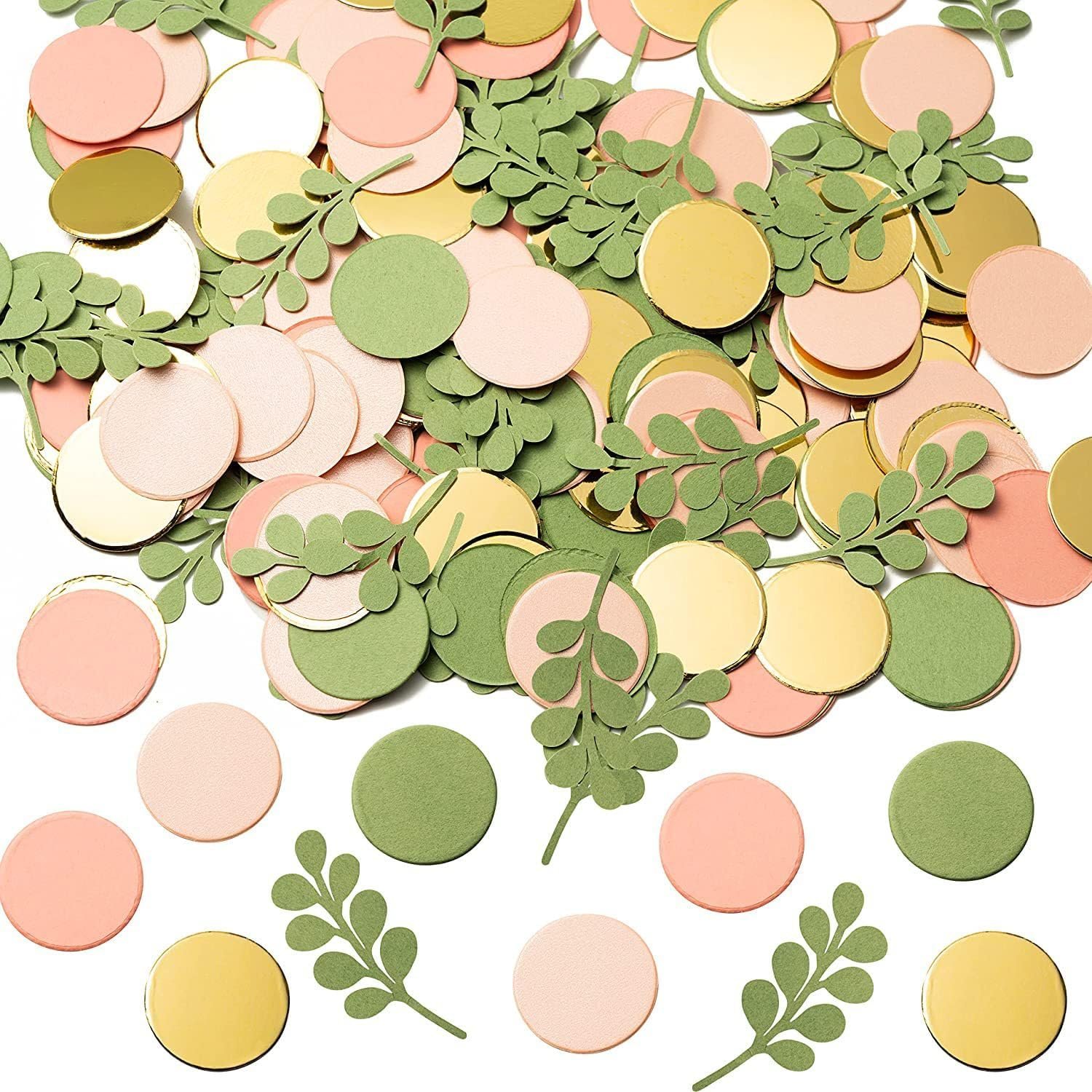 Wholesale 100 Pcs Pink Golden Sage Olive Green Peach Blush Round Party Table Confetti for Wedding Bridal Shower Engagement Birthday Baby Shower Decor Supplier