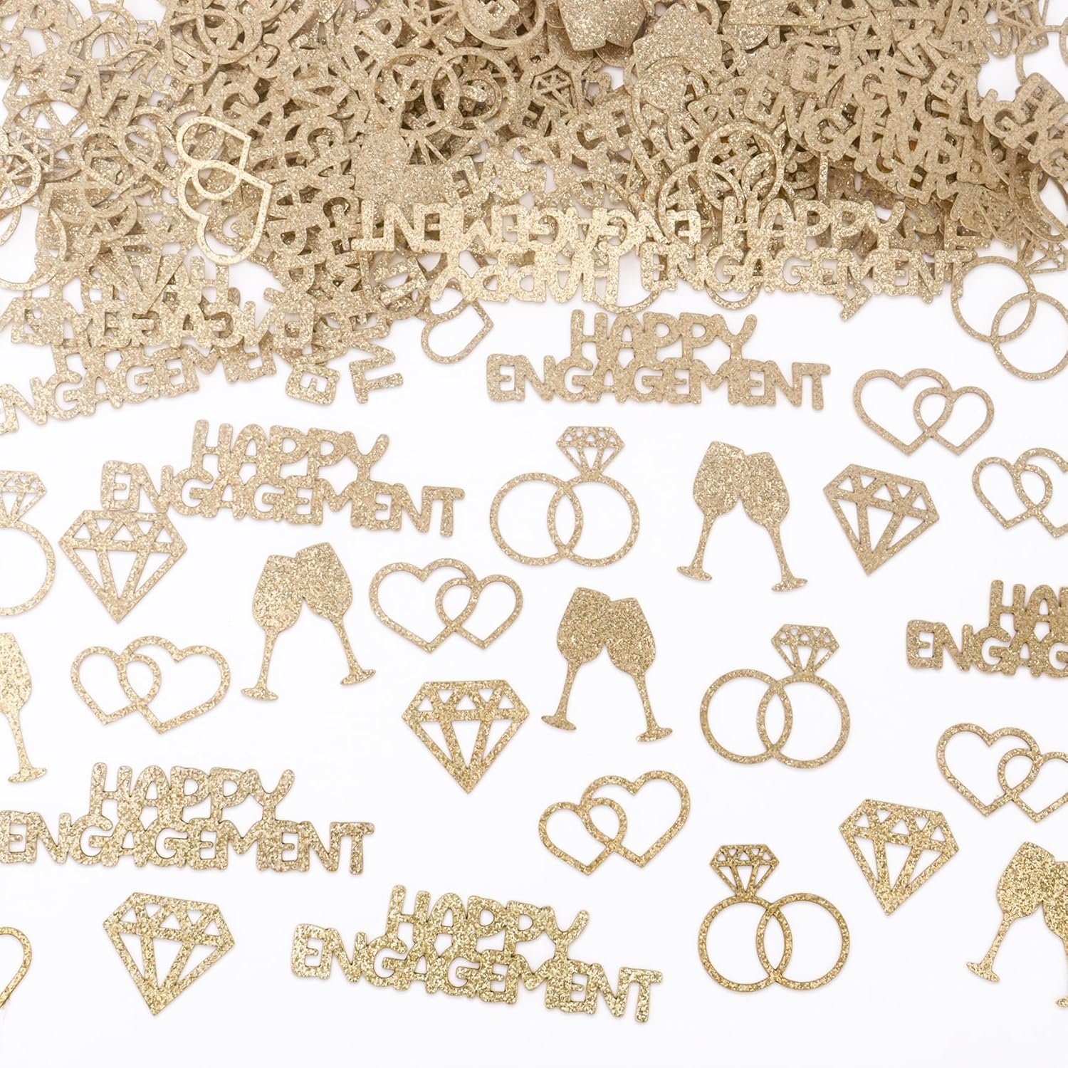 Wholesale 100PCS Champagne Gold Glitter Engagement Confetti Diamond Ring Heart Table Scatter for Wedding Bridal Shower Party Decor Supplier