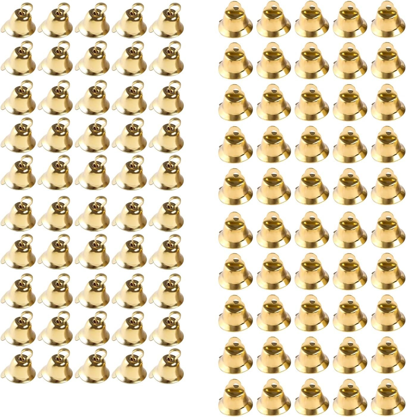 Wholesale 100PCS Small Gold Mini Bells for Crafts 50PCS 0.39 Inch and 50PCS 0.55 Inch Decorative Christmas Tree Pendants for Craft Making Favor Decorating Supplier
