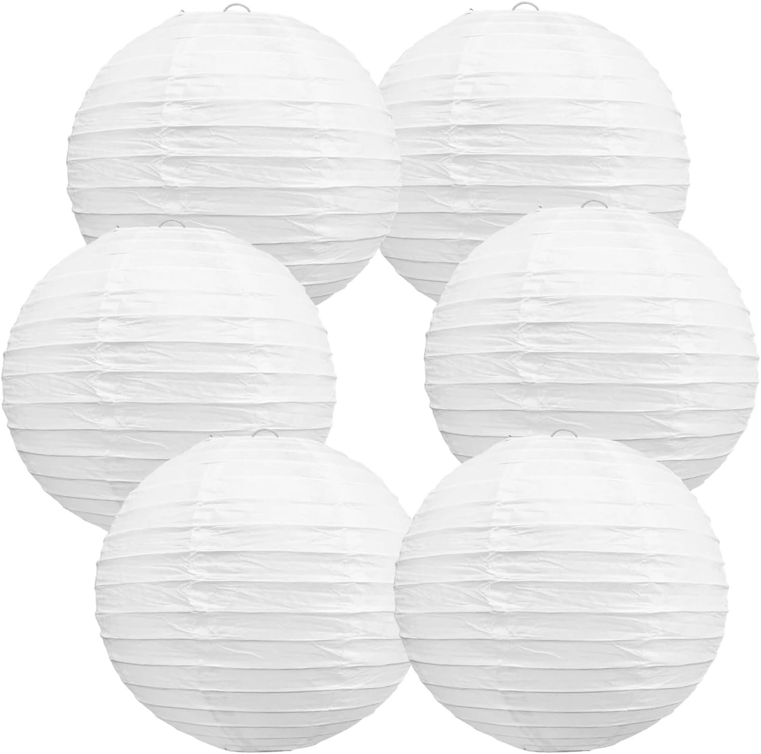 Wholesale 12-Inch White Hanging Round Paper Lanterns Decorative Lamps for Birthday Wedding Christmas Bridal Home Party Decor 6 Packs Supplier