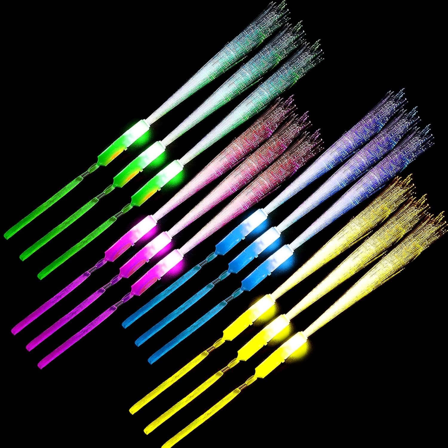 Wholesale 12 Pcs LED Fiber Optic Glow Wands Bulk Light Up Party Supplies for Weddings Neon New Year Halloween Christmas Bar DJ Supplier Wholesale 12 Pcs LED Fiber Optic Glow Wands Bulk Light Up Party Supplies for Weddings Neon New Year Halloween Christmas Bar DJ Supplier