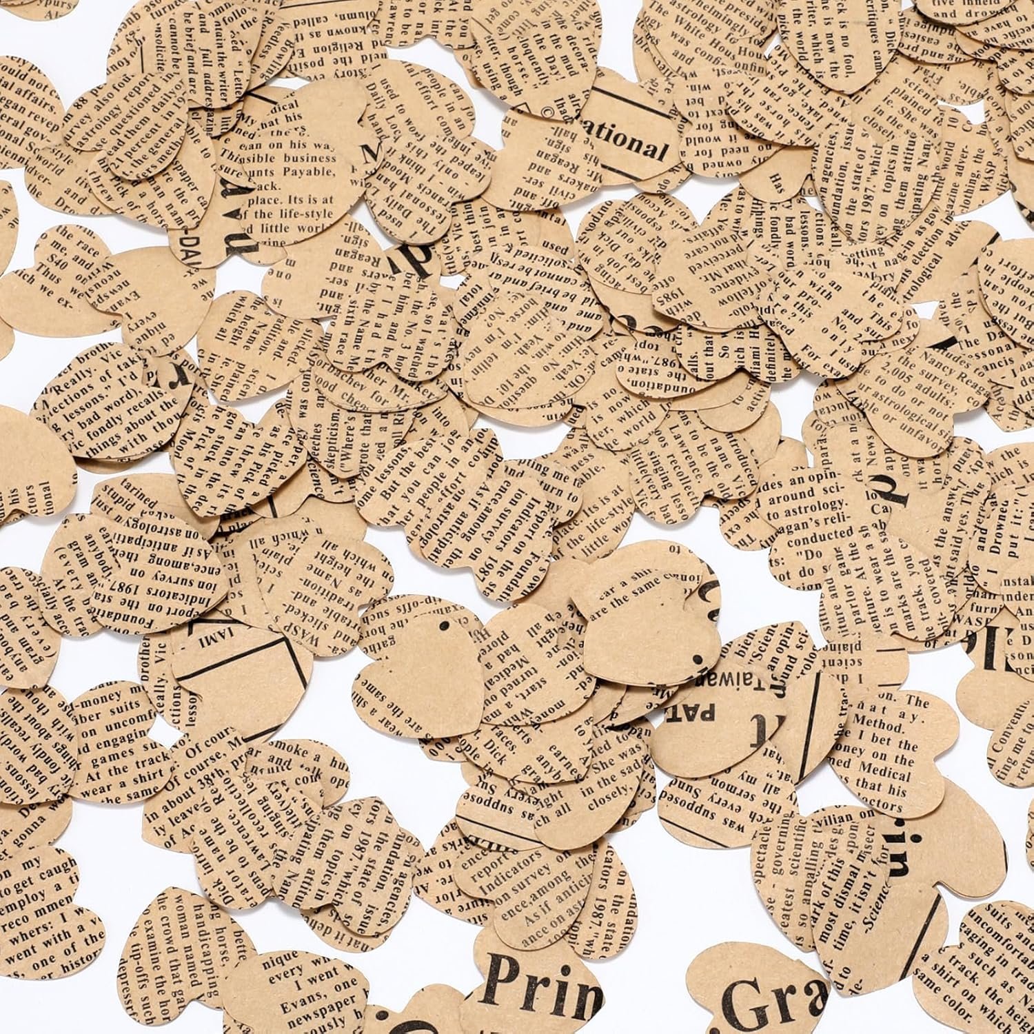 Wholesale 1200 Pcs 1 Inch Book Page Heart Confetti Vintage Newspaper Wedding Table Scatter Novelty Party Decorations for Book Themed Events Birthdays Photo Props Bridal Showers Khaki Supplier