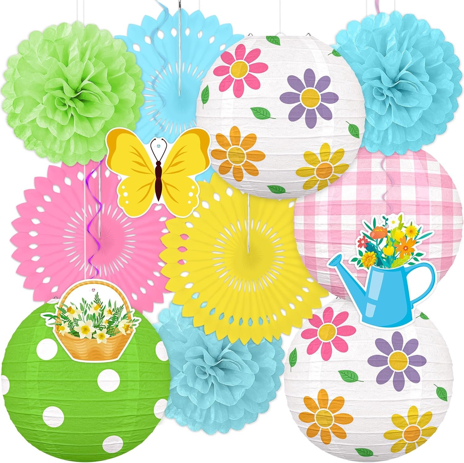 Wholesale 13PCS Spring Decor Paper Lanterns Fans Pom Poms Hanging Swirls Party Decorations for Home Office Classroom Birthday Outdoor Indoor Supplier Wholesale 13PCS Spring Decor Paper Lanterns Fans Pom Poms Hanging Swirls Party Decorations for Home Office Classroom Birthday Outdoor Indoor Supplier
