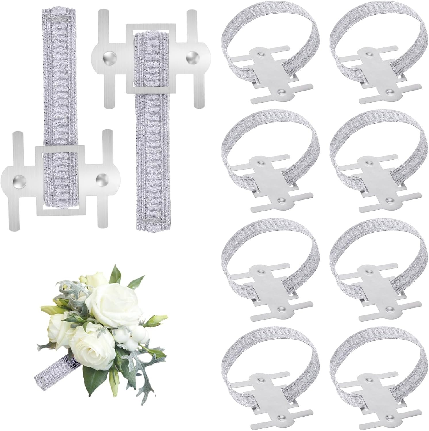 Wholesale 14pcs Silver Elastic Stretch Wrist Corsage Bands Bracelets for Wedding Party Prom Bride Shower Anniversary DIY Handmade Accessories Supplier Wholesale 14pcs Silver Elastic Stretch Wrist Corsage Bands Bracelets for Wedding Party Prom Bride Shower Anniversary DIY Handmade Accessories Supplier