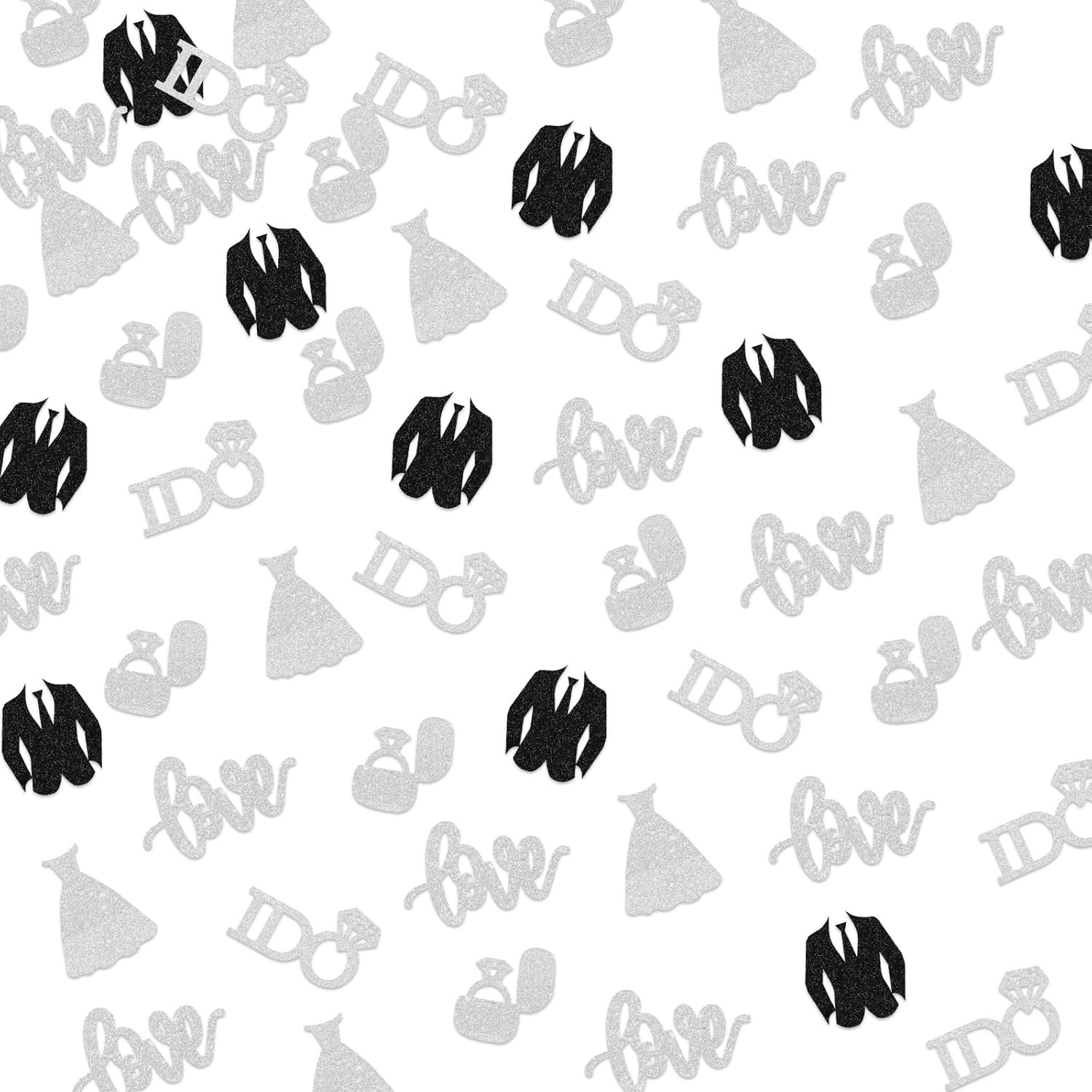 Wholesale 150 PCS Silver Glitter I Do Confetti Diamond Ring Table Scatter Bridal Shower Engagement Wedding Decorations Supplier
