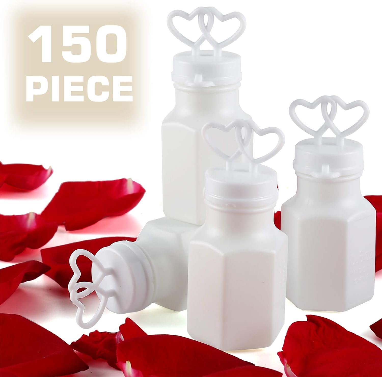 Wholesale 150 Pack Mini White Double Heart Pre-Filled Bubble Bottles - Party Favors for Weddings Anniversaries Engagements Bridal Celebrations Valentines Day Family Reunions and Gifts for Couples Boys Girls - Supplier