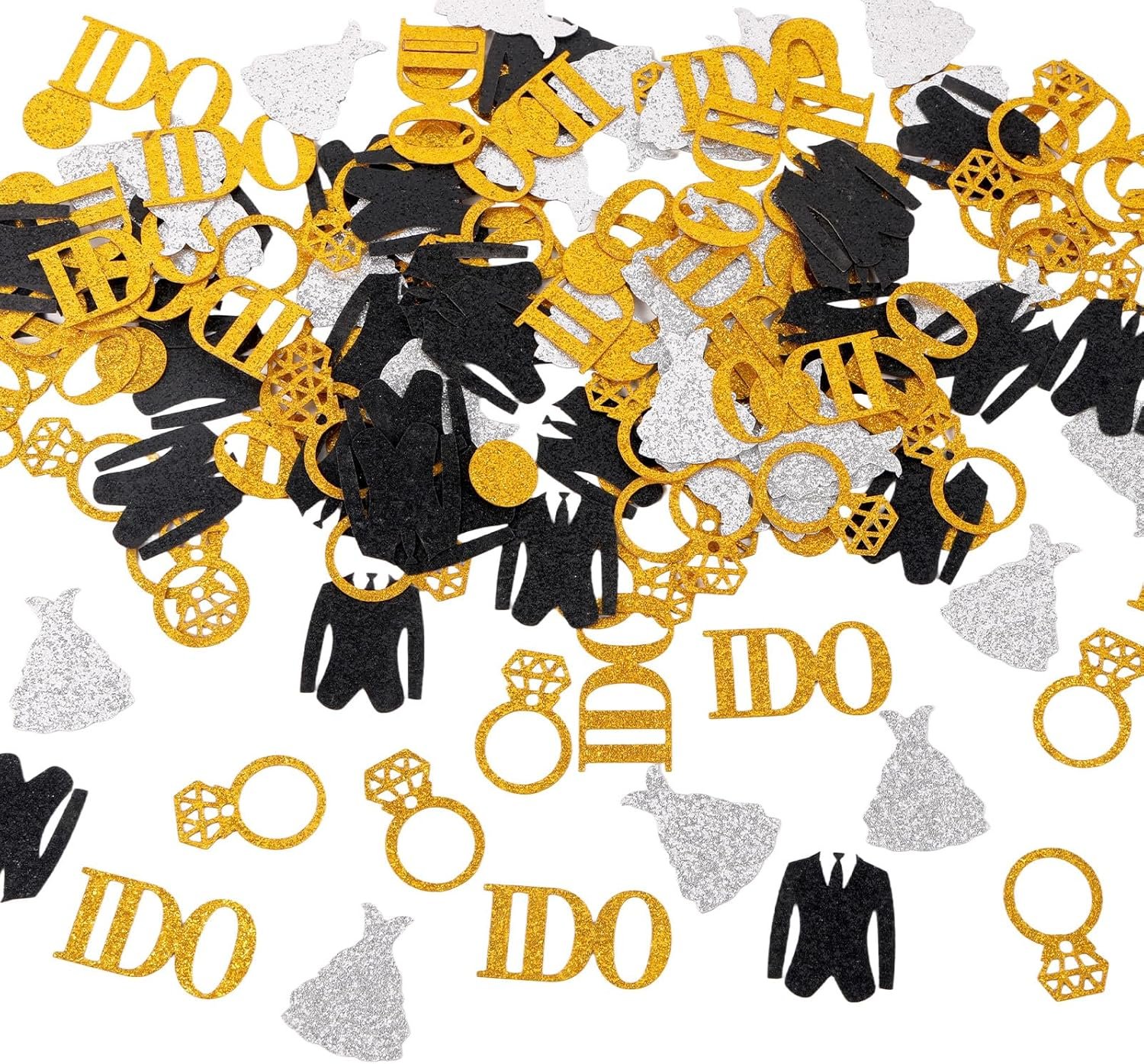 Wholesale 150pcs Gold Glitter Paper Confetti Diamond Ring I Do Wedding Engagement Party Decoration for Bridal Shower Bachelor Party Supplier