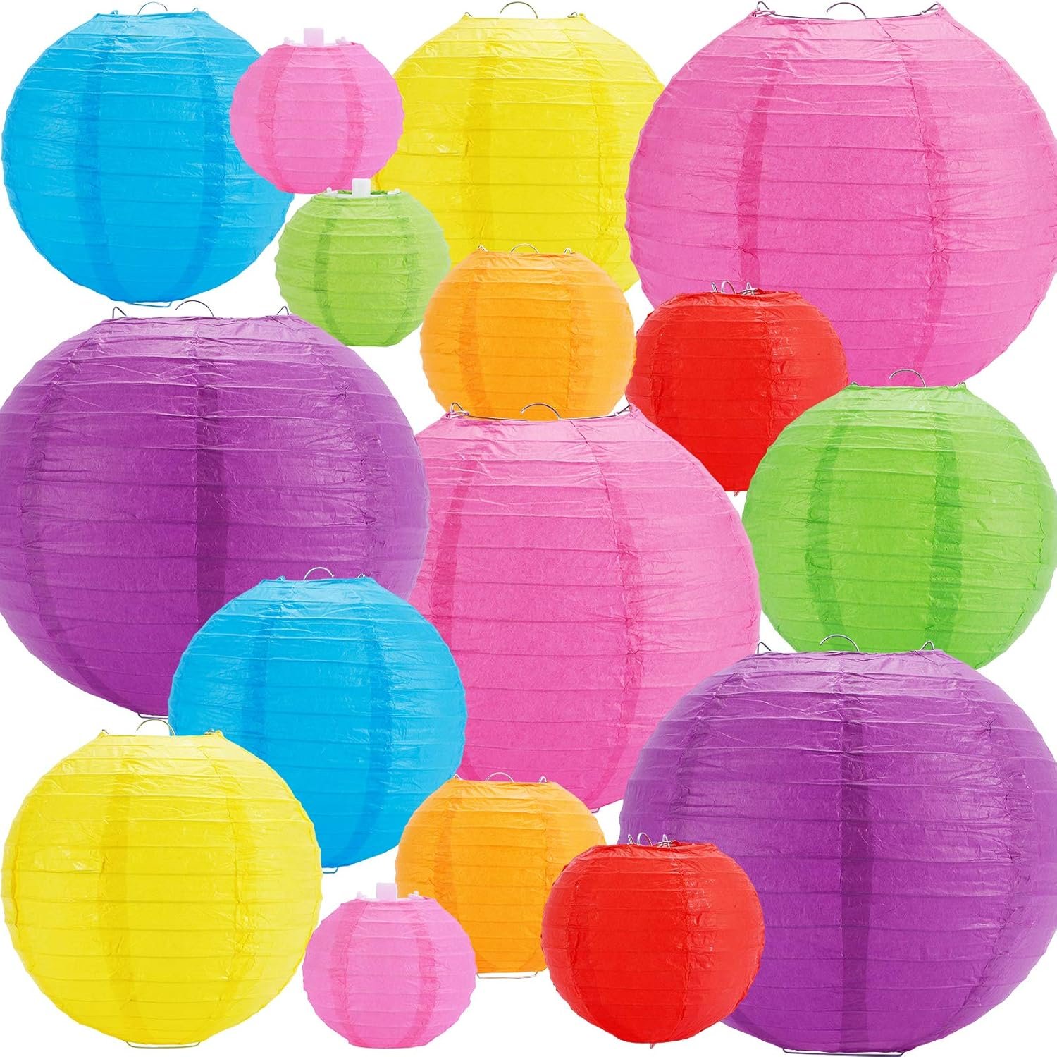 Wholesale 16 Pcs Colorful Multi-Color Hanging Paper Lanterns for Party Classroom Wedding Home Decor in 4 6 8 10 Inch Sizes Supplier